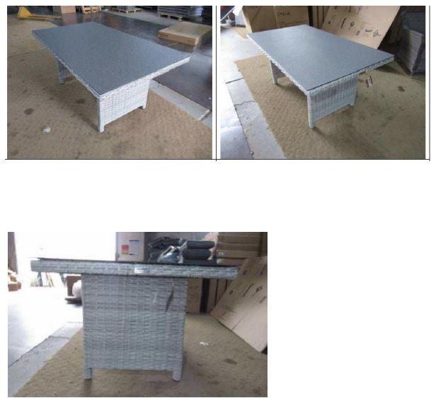 Bei dem als Tisch „Vigo“ bezeichneten Erzeugnis handelt es sich um einen aus verschiedenen Stoffen zusammengesetzten Tisch, im Wesentlichen bestehend aus einer Glasplatte aus Sicherheitsglas und einem mit Polyrattan-Geflecht umwickelten Aluminiumgestell (Abmessungen;B x T  100 x 90 cm).

Da der stoffliche Charakter der Ware weder vom Metallgestell (Bedeutung für die Verwendung als Stabilität verleihendes Element) noch von der Glasplatte (höchster Wert) bestimmt wird, erfolgt eine Einreihung in die zuletzt genannte der in Betracht kommenden Unterpositionen. Der Tisch ist dazu bestimmt, auf den Boden gestellt zu werden und dient z.B. der Einrichtung von Terrassen. Hinweise auf Handarbeit liegen nicht vor

Das Erzeugnis wird als "anderes als von den Positionen 9401 und 9402 erfasstes Möbel, aus Glas, nicht handgearbeitet" eingereiht.