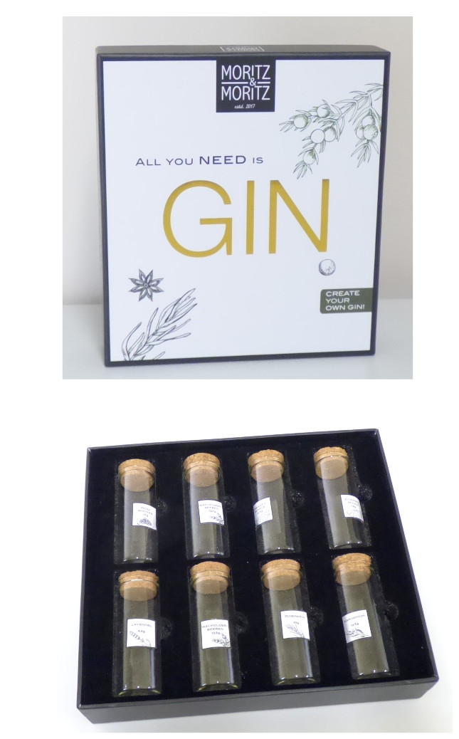 Zehnteilige Zusammenstellung, sog. Gin-Gewürz-Set, bestehend aus acht Behältnissen aus Glas,
einem Buch und einem Bogen mit Etiketten, Foto siehe Anlage,
- gemeinsam in einer Stülpdeckelbox aus Pappe mit zwei Einlagen aus Schaumkunststoff verpackt,
- nicht in Aufmachung für den Einzelverkauf, da weitere Bestandteile des Sets (die Gewürze) erst
  nach dem maßgebenden Zeitpunkt hinzugefügt werden und somit keine direkte Abgabe an den
  Endverbraucher erfolgt; die Waren stellen sich somit nicht als Warenzusammenstellung im Sinne
  der AV 3 b) dar und sind damit getrennt einzureihen,
- Buch (Druckerzeugnis):
- - in Form eines 50-seitigen Buches,
- - broschiert,
- - mit Text und Abbildungen farbig bedruckt,
- - mit den Abmessungen: ca. 14 cm (Breite) x 21 cm (Höhe),
- - das Buch enthält unter anderem Informationen rund um das Thema Gin sowie Hinweise und
    Rezepte zur Zubereitung von Gin bzw. ginhaltigen Getränken in deutscher Sprache.

„Buch, nicht in losen Bogen oder Blättern, kein Wörterbuch und keine Enzyklopädie“