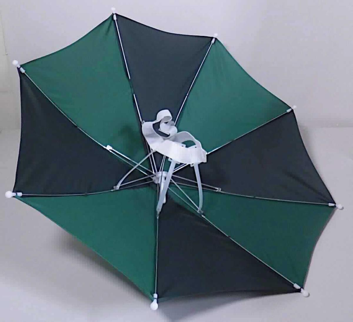 Sonnenschirm, sog. Schirm zur Befestigung auf dem Kopf, Foto siehe Anlage,
- zum Schutz gegen die Sonne,
- Schirm mit einem Durchmesser (aufgespannt) von ca. 60 cm,
- mit einem Bezug aus Geweben aus Spinnstoffen, dessen Segmente aus Zuschnitten in den Farben hellgrün und
  dunkelgrün bestehen,
- mit einem Gestell und Schienen aus unedlen Metallen,
- anstelle eines Schirmstocks mit einer Befestigungsvorrichtung zum Anbringen am Kopf, bestehend aus sechs
  am Gestell befestigten Streben aus Kunststoff an deren unteren Enden ein rund zusammengenähtes, elastisches
  Band aus Spinnstoffen befestigt ist,
- u. a. zum Tragen auf dem Kopf bei Sportveranstaltungen,
- keine Kopfbedeckung im Sinne der Position 6505, da die Ware nicht direkt den Kopf bedeckt und damit nicht der 
  Kopfform angepasst ist,
- aufgrund der Gesamtbeschaffenheit und der wirksamen Sonnenschutzfunktion liegt keine Ware des Kapitels 95 
  vor,
- verpackt in einem klarsichtigen Polybeutel.

"Sonnenschirm, kein Gartenschirm, ohne Teleskopauszug, mit einem Bezug aus Geweben aus Spinnstoffen"