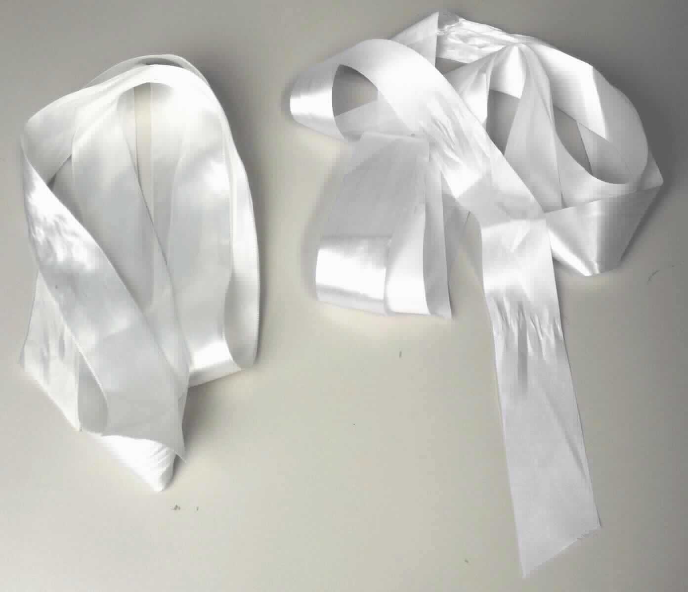 Band, sog. Satinbandschleife zur Geschenkverpackung, Foto siehe Anlage,
- als Meterware, mit einer Breite von laut Antrag ca. 4 cm,
- aus einfarbigen Gewebe aus synthetischen Chemiefasern (laut Antrag Polyester),
- mit echten Webkanten an beiden Längsseiten,
- kein Samt, Plüsch, Chenille- oder Schlingengewebe,
- keine Elastomergarne oder Kautschukfäden enthaltend.       
                                                          
"Band, keine Ware der Position 5807, anderes als in den Unterpositionen 5806 10 und 5806 20 genannte, 
 aus Chemiefasern, mit echten Webkanten"