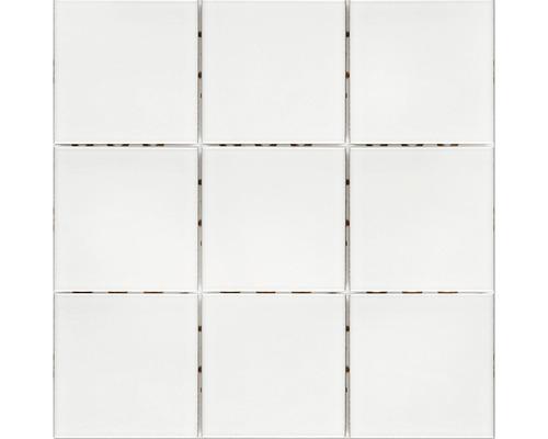 Keramische Fliesen, sog. Mosaik, Foto siehe Anlage,
- quadratische, auf der Oberseite weiße, glasierte und auf der Unterseite graue, unglasierte Fliesen,
- in den Abmessungen: 9,7 cm (Länge) x 9,7 cm (Breite) x 0,55 cm (Höhe),
- jeweils 9 Fliesen sind auf einer Unterlage aus Spinnstoffen zu einem Quadrat aufgeklebt, 
- keramische Erzeugnisse nach der Formgebung gebrannt; tonmineralhaltiges Material enthaltend,
- nach dem Ergebnis der wissenschaftlichen Untersuchung mit einem Wasseraufnahmekoeffizienten
  von 0,5 % oder weniger,
- aufgrund der nicht geringen Größe der einzelnen Fliesen keine Mosaiksteine der Unterposition
  6907 30.

"Keramische Fliesen, andere als solche der Unterpositionen 6907 30 und 6907 40, mit einem
 Wasseraufnahmekoeffizienten von 0,5 % oder weniger"