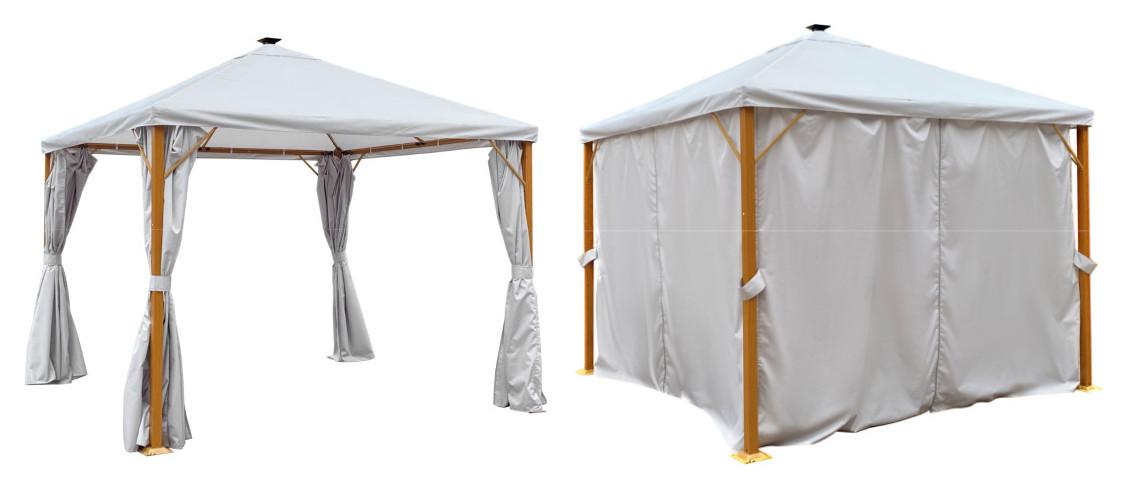 Sogenannter Solarpavillon Solea (Artikelnummer 7645052)
Es handelt sich um einen nicht zusammengesetzten Pavillon (Gartenpavillon), im Wesentlichen bestehend aus

- Standfüßen (Gestänge) aus Aluminium,
- einer Dachkonstruktion aus einem rechteckigen Rahmengestänge aus Aluminium
- einer Dacheindeckung aus Spinnstoff
- Seitenwänden // Seitenbespannungen aus textilem Material, die man mittels einer Schlaufe an den Standfüßen zusammenbinden kann.
- einer Solarlichterkette.

Das Erzeugnis ist mit allen für die Zusammensetzung erforderlichen Teilen, einschließlich Montageanleitung, Schrauben und Werkzeug, in Karton(s) für den Einzelverkauf aufgemacht und dient als dauerhafter Sonnenschutz z. B. im Garten auf der Terrasse.
Abmessungen: etwa 300 cm × 300 cm × 280 cm (Höhe x Länge x Breite)
-Antragstellerangaben-

Abbildung siehe Anlage

Der Pavillon bestimmt den wesentlichen Charakter der Warenzusammenstellung. Bei dem aus verschiedenen Stoffen bestehenden Pavillon sind die unedlen Metalle (Aluminium und Edelstahl) im Hinblick auf die Bedeutung für die Verwendung charakterbestimmend. Aluminium herrscht gegenüber Stahl gewichtsmäßig vor. Derartige Erzeugnisse, zur dauerhaften Verwendung an einem bestimmten Ort im Freien bestimmt sind, sind gemäß AV 1, 3 (b) und 6 nach dem Material, aus dem der Rahmen besteht, einzureihen (vgl. auch 258. Sitzung des Ausschusses für den Zollkodex).
Sie gehören als andere (als in den TARIC-Codes 7610 1000 00 bis 7610 9090 91 genannte) Konstruktionen aus Aluminium, Waren, die sich in einem verpackten Bausatz befinden, der die für das Zusammensetzen eines Fertigerzeugnisses erforderlichen Teile enthält, wobei für diese Teile keine weitere Endbearbeitung oder Fertigung erforderlich ist („Bausatz aus Fertigerzeugnissen“) zum TARIC-Code 7610 9090 92.