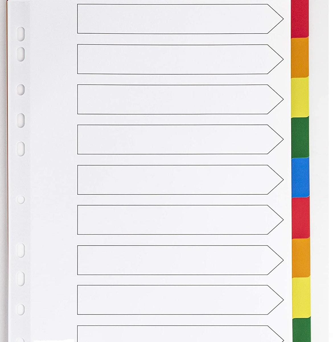 Nach den Antragsangaben und der vorgelegten Warenprobe handelt es sich bei dem sog. „Set 3“ um eine Zusammenstellung von Büroartikeln, bestehend aus:

- fünf Packungen mit je 12 farbigen Trennblättern sowie einem Register (Index)
-- Trennblätter (DIN-A4 Format)
--- aus Polypropylen, einem Kunststoff i.S. der Anmerkung 1 zu Kapitel 39
--- linksseitig mit 11-fach Eurolochung
--- rechtsseitig mit stufenartig fortlaufender Nummerierung von 1-12
--- dienen der geordneten Abheftung in einem Dokumentenordner
-- Register (DIN-A4 Format)
--- aus Papier
--- linksseitig mit 11-fach Eurolochung
--- auf Schauseite mit den Feldern 1-12 bedruckt und beschreibbar
-- jeweils in einer Einwegfolie aufgemacht

- 12 transparenten Prospekthüllen (DIN-A4 Format)
-- aus Polypropylen, einem Kunststoff i.S. der Anmerkung 1 zu Kapitel 39
-- an einer Längsseite mit 11-fach Eurolochung
-- an einer Schmalseite offen
-- in einer Einwegfolie mit Papiereinleger aufgemacht.

Das Set dient dem Aufbewahren bzw. Schutz unterschiedlicher Papiere und Dokumente sowie dem geordneten Abheften in einem Dokumentenordner.

Die Waren sind gemeinsam in einer Kunststofffolie für den Einzelverkauf aufgemacht.

Zolltarifrechtlich handelt es sich um "andere Waren aus Kunststoffen, Büro- oder Schulartikel“.