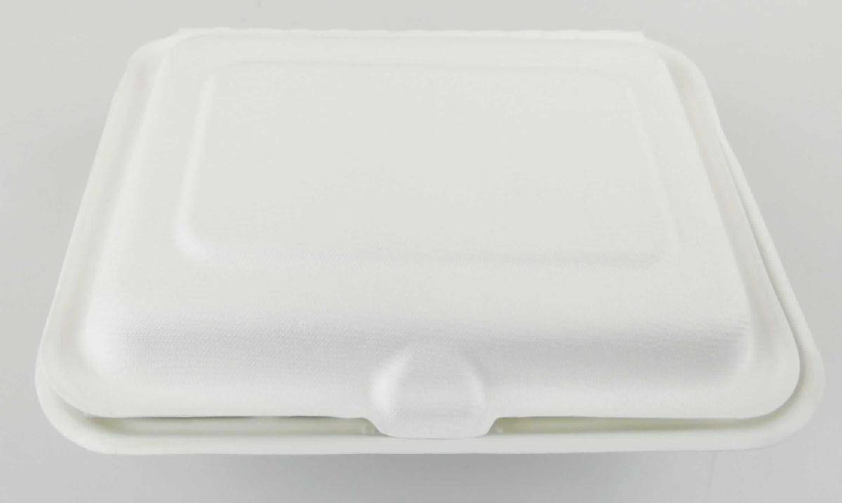 Es handelt sich um ein rechteckiges, formgepresstes und mit einem Klappdeckel ausgestattetes Behältnis (Länge x Breite x Höhe etwa 18,5 x 13,5 x 6,0 cm) aus Halbstoff aus Zuckerrohr (Bagasse; lt. Antragstellerin). Auf den Außenseiten ist deutlich ein Siebmuster erkennbar, die Innenseiten sind glatt.

Abbildung siehe Anlage.

Derartige Waren gehören als "formgepresste Waren aus Papierhalbstoff, andere als Höckerpappe und Kleinverpackungen für Eier" zur Codenummer 4823 70 90 00 0 des Zolltarifs.