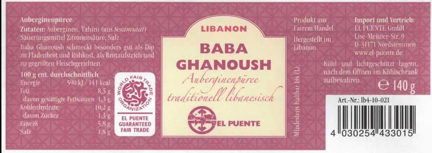 Auberginen, zubereitet.

Antragsangaben (als zutreffend unterstellt): Baba Ghanoush; Auberginenpüree. Zutaten: Auberginen, Tahini (aus Sesamsaat), Säuerungsmittel: Zitronensäure, Salz. In Aufmachung für den Einzelverkauf à 140 g. 
Die Ware wurde anhand eines Etikettabdrucks veranschaulicht. Es wurden vertrauliche Angaben gemacht.


Anderes Gemüse, anders als mit Essig oder Essigsäure zubereitet oder haltbar gemacht, nicht gefroren, ausgenommen Erzeugnisse der Position 2006, andere als in den UPos 2005 1000 bis 2005 9960 der KN genannt, andere, andere.
