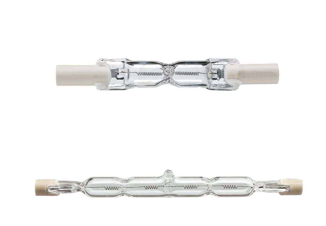 Hochvolt-Halogen Leuchtmittel
5280401 48W (60W) XENON R7S 78.0MM
5281201 120W (150W) XENON R7S 78.0MM
5291101 80W (100W) XENON R7S 117.6MM
5291201 120W (150W) XENON R7S 117.6MM
(beispielhafte Abbildungen siehe Anlage),
- aus einem mit Halogen und dem Füllgas Xenon gefüllten,
  stabförmigen Glaskörper mit segmentierter Wolframglühwendel
  und beidseitigem R7S-Sockel mit Anschlusskontakten,
- für eine Spannung von 230 V bei einer Leistung von 48 W,
  80 W bzw. 120 W,
- zur Verwendung als Leuchtmittel nach Einbau in einen
  Halogen-Strahler bestimmt.

"Elektrische Wolfram-Halogen-Glühbirne, nicht von der für Krafträder
oder andere Kraftfahrzeuge verwendeten Art, für eine Spannung von
mehr als 100 V; sog. Wolfram-Halogen-Glühlampe"