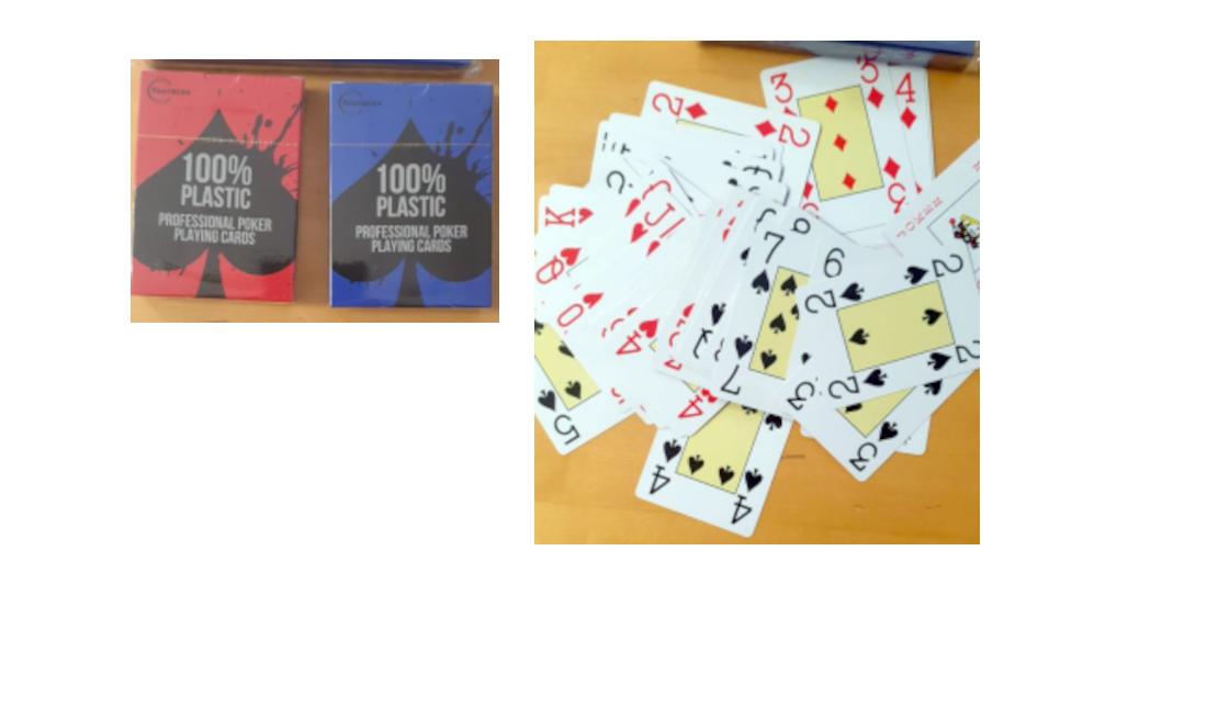 Nach den Angaben der Antragstellerin und den vorliegenden Abbildungen handelt es sich um ein Gesellschaftsspiel für mindestens zwei Spieler, bestehend aus einem sog. "Pokerspielkartendeck" in Form eines Kartenspiels aus jeweils 52 Spielkarten in den Farben Karo, Herz, Pik und Kreuz in den Werten 2 bis Ass, sowie zwei sog. Jokerkarten. 
Die Karten bestehen laut Antragsangaben aus Kunststoff und sind in einer Faltschachtel (in zwei verschiedenen Farbvarianten abgebildet) für den Einzelverkauf aufgemacht.

Derartige Erzeugnisse sind zolltarifrechtlich als "Gesellschaftsspiel, Spielkarten" einzureihen.