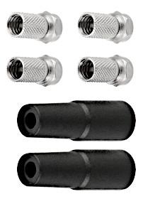 F - Stecker Set, in Form einer Warenzusammenstellung, bestehend aus
- vier annähernd zylinderförmigen hohlen Metallgehäusen mit jeweils einem Innengewinde zum Aufschrauben eines entsprechenden Gegenkontakts auf der einen Seite und einer Öffnung zur Aufnahme eines Koaxialkabels (Durchmesser: 7 mm) auf der gegenüberliegenden Seite,
- für eine Spannung von weniger als 1000 V,
- zum Herstellen einer elektrischen Verbindung durch das Aufschrauben eines entsprechenden Gegenkontakts nach der Montage eines Koaxialkabels,
- gemeinsam verpackt mit zwei Wetterschutztüllen aus Kunststoff.

Die „F-Stecker“ bestimmen gegenüber den Kunststoffschutztüllen aufgrund der Bedeutung für die Verwendung den Charakter der Warenzusammenstellung.

Die Warenzusammenstellung ist als "elektrisches Gerät zum Verbinden von elektrischen Stromkreisen, für eine Spannung von 1000 V oder weniger, andere als in den Unterpositionen (HS) 8536 10 bis 8536 70 genannt, Verbindungs- und Kontaktelement für Kabel" einzureihen.

Anlage: 1 Abbildung
