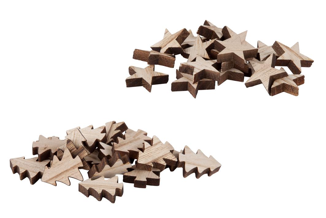Nach den Antragsangaben handelt es sich bei dem sog. "18er WH Streudeko 2 cm Holz natur 2-fach sort, Art. Nr. 704122" um verschiedene Sperrholzzuschnitte in Form von Sternen oder stilisierten Nadelbäumen mit einer Dicke von ca. 0,5 cm und einer Länge von ca. 2 bis 2,5 cm. 
Die Zuschnitte sind auf beiden Seiten gleichgestaltet und weisen eine glatte Oberfläche auf.

Derartige Erzeugnisse dienen üblicherweise als Streudekoration der Dekoration von Festtafeln, wobei die dekorative Wirkung durch das Verstreuen der Ware erzielt wird. Eine mögliche anderweitige Verwendung steht der Einreihung nicht entgegen.
Die Ware ist 2-fach sortiert zu 18 Stück in einem Kunststoffbeutel mit Pappaufhänger verpackt.

Zolltarifrechtich handelt es sich um "Festartikel, andere als Weihnachtsartikel".
