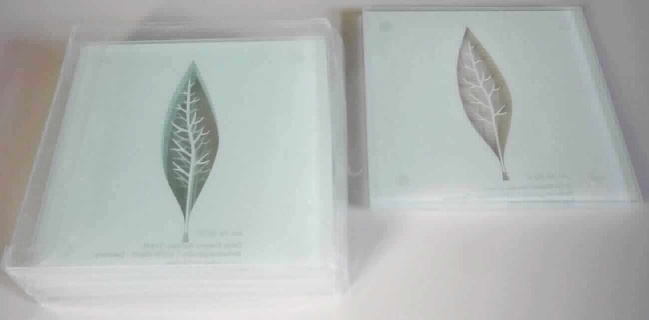 Glasware zur Verwendung bei Tisch, sog. Glasuntersetzer-Set (4-tlg.), Art.-Nr. 26232, Foto siehe Anlage,
- vier Untersetzer aus (laut Antrag) vorgespanntem Glas,
- mattiert, mittig mit einem Motiv in Form eines Blatts,
- mit abgerundeten Kanten,
- quadratisch, mit Kantenlängen von ca. 10 cm,
- an der Unterseite mit vier Noppen aus Kunststoff beklebt,
- gemeinsam in einer zur Verpackung üblichen Schachtel aus klarsichtigem Kunststoff verpackt.

"Glasware zur Verwendung bei Tisch oder in der Küche (Untersetzer), aus vorgespanntem Glas"