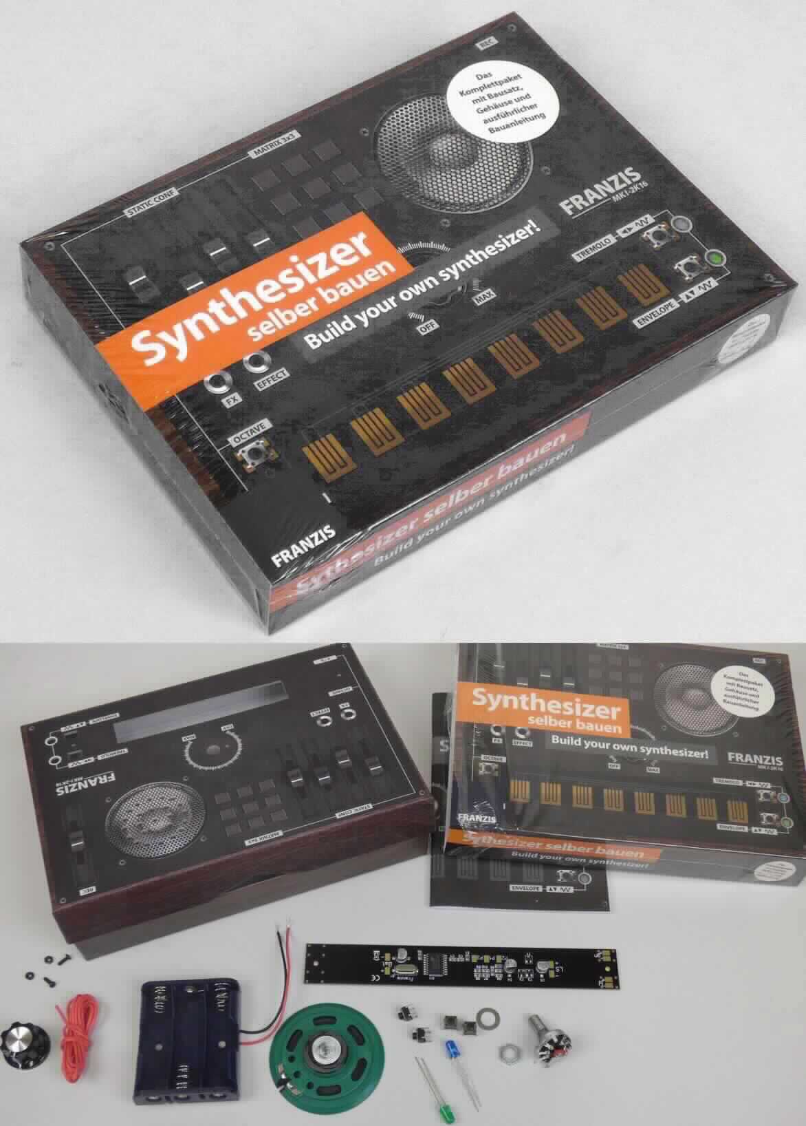 Es handelt sich um eine Warenzusammenstellung, einen sog. Bausatz zu einem Synthesizer (charakterbestimmend insbesondere aufgrund der Bedeutung für die Verwendung), der gemeinsam mit einem Handbuch über Aufbau, Geschichte und Funktionsweise des Syntesizers in einem bedruckten Pappkarton für den Einzelverkauf aufgemacht ist.

Der Bausatz besteht im Wesentlichen aus einem reckteckigen, etwa 18,8 x 13,5 x 2,7 cm großen Gehäuse aus Pappe, das in Holzoptik und mit Reglern bedruckt ist, einer mit SMD-Bauteilen bestückten Platine, zwei LEDs, vier Taster, einem Potentiometer, einem Lautsprecher, einem Drehknopf, einem Batteriehalter zur Aufnahme von drei 1,5 Volt Batterien, einer Litze sowie diversen Schrauben. Das Gehäuse weist diverse Aussparungen zur Befestigung aller Komponenten auf. 

Mithilfe der Aufbauanleitung sowie diverser Werkzeuge wird das Erzeugnis zu einem batteriebetriebenen, funktionsfähigen Synthesizer zusammengebaut. Das zwei Oktaven mit ihren Halbtönen umfassende Musikinstrument wird mithilfe der vier Taster sowie der acht auf der einen Seite der Platine aufgebrachten Touchkeys bedient.

Das Erzeugnis ist als noch nicht zusammengesetztes "Musikinstrument, bei dem der Ton elektrisch erzeugt, mit Klaviatur, Synthesizer" einzureihen.