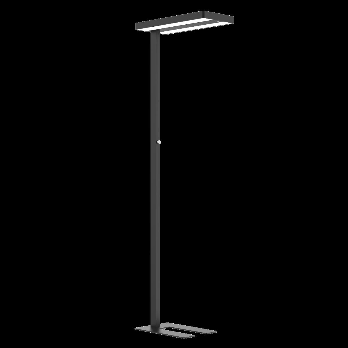 Bei der Ware handelt es sich um eine ca. 1.950 x 610 x 280 mm große LED Stehleuchte, im Wesentlichen bestehend aus einem u-förmigen Lampenfuss aus Stahl, einem Ständer bzw. einer Säule aus Aluminium sowie einem Leuchtenkopf ebenfalls aus Aluminium. Der Leuchtenkopf ist mit drei plattenförmigen Kunststoffdiffusoren ausgestattet, von denen einer nach oben und zwei nach unten das Licht abstrahlen. An der Säule befindet sich ein Drehknopf, mit dem die Leuchte ein- und ausgeschaltet sowie stufenlos gedimmt werden kann. Die Stehleuchte ist zusätzlich mit einem Tageslichtsensor und einem Präsenzmelder ausgestattet, die beide in den Leuchtenkopf integriert sind. Dadurch kann die Leuchte automatisch abhängig von der Umgebungshelligkeit und der Anwesenheit von Personen ein- und ausgeschaltet werden. Die Sensorfunktionen können bei Bedarf über eine Drehschraube am Leuchtenkopf deaktiviert werden. Die LED-Leuchtmittel und das Netzteil sind fest in der Leuchte verbaut.

Technische Daten (auszugsweise)
- Gesamtleistung: 80 W
- Gesamter Lichtstrom: 10.400 lm
- Lichtfarbe: 4.000K
- Schutzart: IP20

Die Bestandteile aus Aluminium und Stahl bestimmen nach dem Umfang und der Bedeutung für die Verwendung als Stabilität verleihendes Material den Charakter der Ware. 

Die Leuchte dient der Beleuchtung im Innenbereich und ist in drei verschiedenen Farbvarianten erhältlich.
Hinweise auf Handarbeit liegen nicht vor. 

Die in einem Pappkarton verpackte Ware ist als "Beleuchtungskörper, anderweit weder genannt noch inbegriffen, elektrische Stehleuchte, ausschließlich zur Verwendung mit LED-Lichtquellen bestimmt, aus Metall, nicht handgearbeitet" einzureihen.