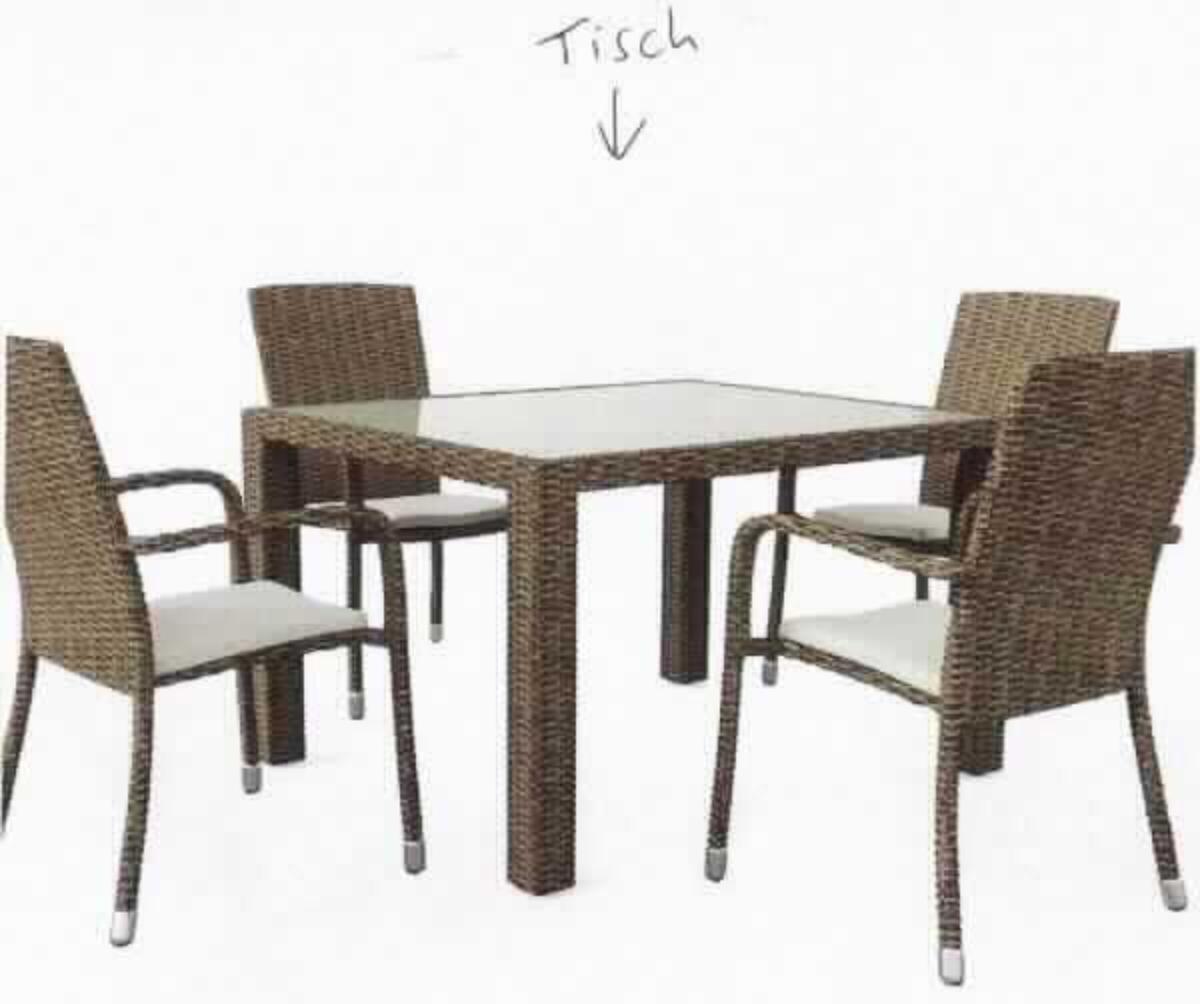 Es handelt sich bei dem Erzeugnis mit der Bezeichnung "MARZATO S-Tisch" (Art. 3087S) um einen quadratischen Tisch (Abmessungen: L/B: 100 cm; Höhe: 74 cm), bestehend aus vier Tischbeinen aus pulverbeschichteten Aluminiumgestell, das vollständig mit einem Kunststoffgeflecht im Rattan-Design bespannt ist und einer Tischplatte aus Glas. 

Bei dem aus zwei unterschiedlichen Stoffen bestehendem Tisch wird der stoffliche Charakter der Ware weder vom Metallgestell (Bedeutung für die Verwendung als Stabilität verleihendes Element) noch von der Glasplatte (Stoff mit dem höchsten Wert) bestimmt. Das Erzeugnis ist in die zuletzt genannte, der in Betracht kommenden Unterpositionen einzureihen.

Die noch nicht zusammengesetzte in einem Karton verpackte Ware dient der Einrichtung von Wohnungen/Terrassen und ist dazu bestimmt, auf den Boden gestellt zu werden. Hinweise auf Handarbeit liegen nicht vor.

Die Ware ist als "anderes als von den Positionen 9401 und 9402 erfasstes Möbel, aus Glas, nicht handgearbeitet" einzureihen.