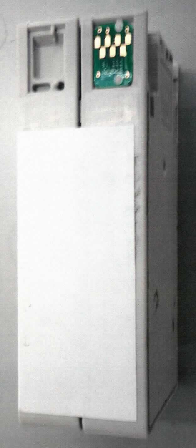 Angaben:
Tintenpatrone (schwarz, Inhalt: 32,6 ml) zum Einsetzen in Tintenstrahldrucker (z.B. Epson ColorWorks TM-C3500).

Befund: 
Tintenpatronen (ohne integrierten Druckkopf) zum Einsetzen in Apparate der Unterpositionen 8443 31, 8443 32 oder 8443 39, und mit mechanischen oder elektrischen Komponenten.