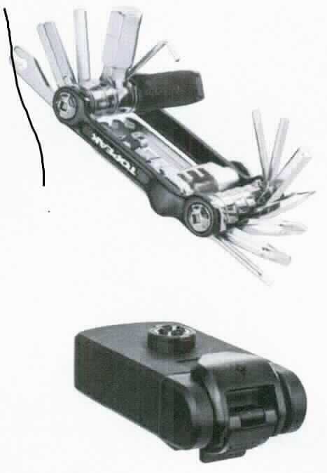 "Ninja ToolBox T20";
aus verschiedenen Bestandteilen zusammengesetzte Ware, bestehend aus

- insgesamt 11 Schraubendrehern in unterschiedlichen Größen und Formen, 
  unlösbar aber beweglich in einem Rahmen aus unedlem Metall befestigt; 
  die Schraubendreher können mangels Anschlags frei um die Achse des Rahmens bewegt 
  und dadurch gleichermaßen als Winkelschraubendreher als auch als Schraubendreher 
  mit geradem Antrieb genutzt werden, aufgrund der verschiedenen Funktionen 
  gehören diese Bestandteile in Anwendung der AV 3 c) zu der letzten der in Betracht
  kommenden Positionen (Pos. 8205)

- einem Flaschenöffner mit integriertem Speichenhalter, einem Reifenheber, 
  sowie einem Kettennieter mit integriertem Nietstiftbrecher (Pos. 8205)

- einem Winkelschraubendreher, sowie drei Speichenschlüsseln in unterschiedlichen
  Größen und Formeneinem einklappbaren und in den Kettennieter integrierten 
  Winkelschraubendreher (Pos. 8204)

- einem Kettenfixierhaken (Pos. 7326)

- vollständig aus Stahl gefertigt und in einen Rahmen aus Aluminium, teilweise unlösbar,
  eingesetzt

- die Waren der Pos. 8205 bilden auf Positionsebene hinsichtlich der Menge den 
  charakterverleihenden Bestandteil; die Schraubendreher bestimmen auf Unterpositionsebene
  insbesondere hinsichtlich der Menge den Charakter der aus verschiedenen Bestandteilen 
  zusammengesetzten Ware

- von einem Gummiband umschlossen und in einer passgenauen, verschließbaren 
  Kunststoffbox, welche zum dauernden Gebrauch geeignet ist, aufgemacht; an der 
  Kunststoffbox ist eine Befestigungslasche angebracht, die es ermöglicht, die Box an 
  einem Flaschenhalter am Rahmen eines Fahrrades zu befestigen

Abbildung siehe Anlage.

Derartige Erzeugnisse gehören als "Handwerkzeuge (Schraubendreher), anderweit weder 
genannt noch inbegriffen, mit arbeitendem Teil aus unedlem Metall" zum TARIC-Code 8205 4000 00.