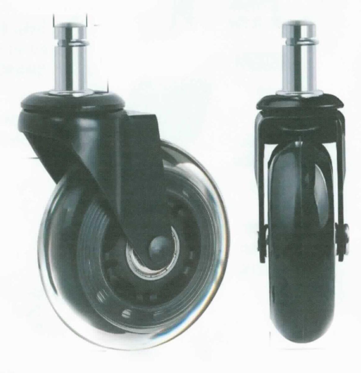 Es handelt sich um schwenkbare Laufrollen, im Wesentlichen bestehend aus einer Laufrolle aus Kunststoff (Durchmesser: 75 mm) und einer Befestigungsvorrichtung aus unedlem Metall in Form eines spezifisch geformten Stifts mit umlaufender Fase.
Die Erzeugnisse werden als Rollen für Bürostühle verwendet.
- Antragstellerangaben -

Abbildung siehe Anlage.

Derartige Erzeugnisse gehören als "andere Laufrädchen oder- rollen mit Befestigungsvorrichtung aus unedlen Metallen" zum TARIC-Code 8302 2000 90.