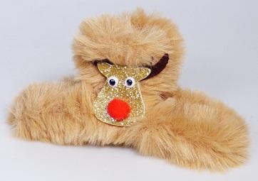 Bei der als "X-Mas Hair Crab Fakefur, Art.Nr. 398643" bezeichneten Ware handelt es sich um eine ca. elf cm lange Haarspange aus Kunststoff,  bestehend aus zwei zueinander gebogenen Kämmen, deren Zinken ineinander greifen und die mittels einer Feder zusammengehalten werden.
Die Haarklammer ist bis auf die Zinken vollständig mit Spinnstoff im Plüsch-Design und einem stilisierten Elchkopf in Form zweier aufgeklebter Zuschnitte aus Spinnstoffen aufgemacht.

Ein charakterbestimmender Stoff ist nicht erkennbar (der Kunststoff bestimmt in Hinblick auf die Bedeutung für die Verwendung, der Spinnstoff in Bezug auf das äußere Erscheinungsbild den Charakter der Ware), sodass die Ware in die zuletzt genannte der in Betracht kommenden Unterpositionen einzureihen ist. 

Die Haarspange ist auf einer Verkaufskarte mit Aufhängeöse für den Einzelverkauf aufgemacht.

Die Ware ist als "Haarspange, nicht aus Hartkautschuk oder Kunststoff" einzureihen.