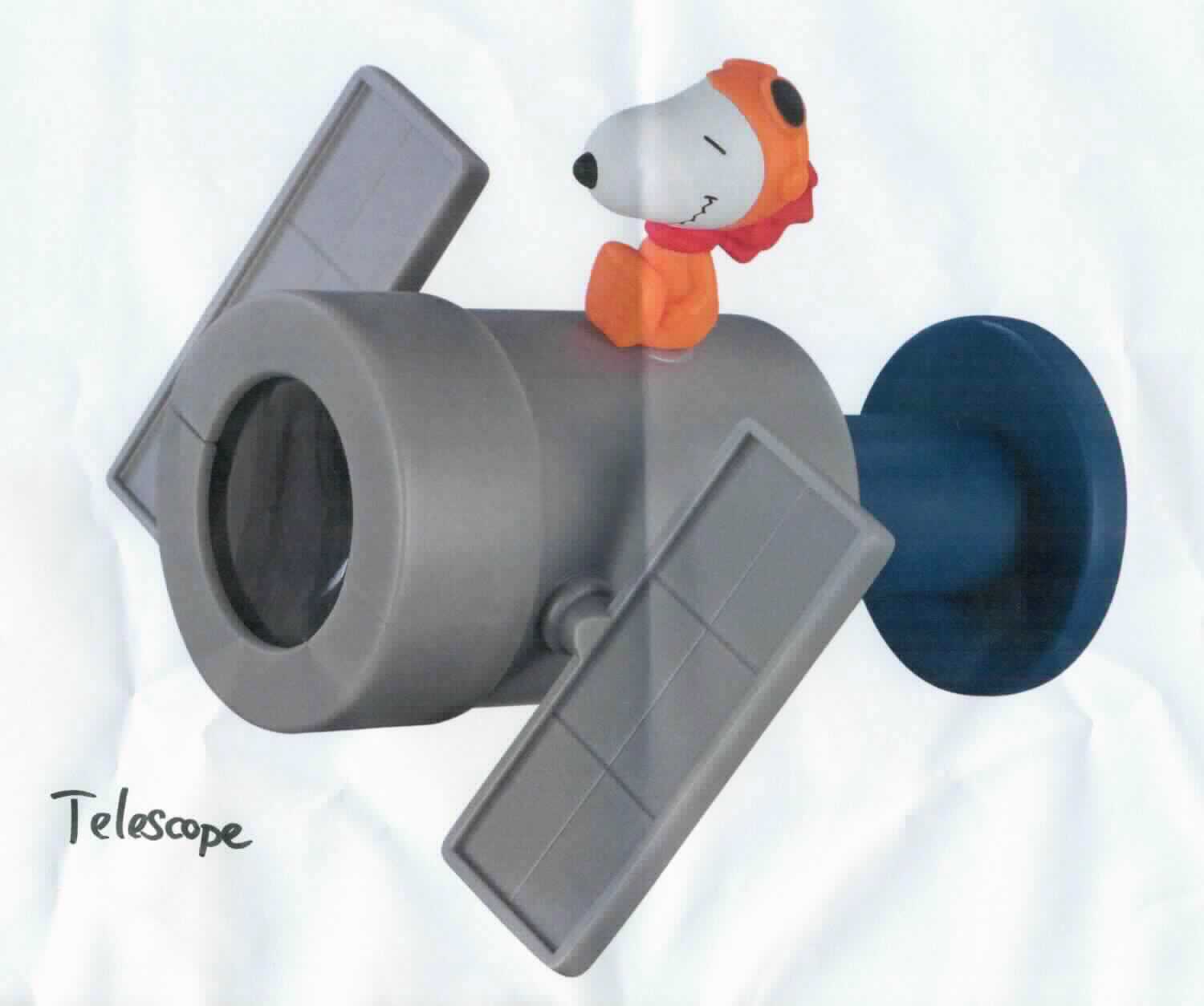 Fernrohr, sog. Mc Donalds Peanuts NASA - 2019, Telescope, im Wesentlichen bestehend aus einem zylinderförmigen Gehäuse aus Kunststoff in Form der Nachbildung eines Hubble-Weltraumteleskops, mit den Maßen 9,5 x 9,5 x 6,5 cm, mit einer auf dem Fernrohr sitzenden Snoopy Figur und Linsen für die Vergrößerung (äußeren Form siehe Abbildung in der Anlage). Die Ware wird zusammen mit einer runden Papierscheibe und einer einseitigen Anleitung (De-Minimis) in einem Klarsichtbeutel verpackt.
Die für den Gebrauch durch Kinder konzipierte Ware dient der Vergrößerung und somit möglichen Beobachtungen von weit entfernten oder kleinen Objekten. 

Die Ware wird als "anderes als in der Unterposition (HS) 9005 10 genanntes Instrument, Fernrohr" eingereiht.