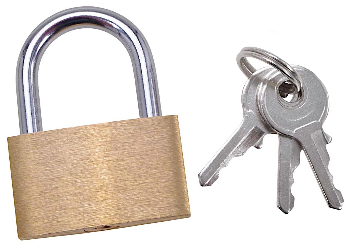 Vorhängeschloss

Es handelt sich um vollständig aus unedlen Metallen gefertigte Vorhängeschlösser mit einer mit Schlüssel zu betätigenden
Schließmechanik und einem aufklappbaren Bügel. An dem Bügel sind drei Schlüssel mit einem Schlüsselring befestigt. Die Erzeugnisse dienen zum Verschließen und Sichern verschiedener Gegenstände und sind auf einer bedruckten Pappunterlage aufgeblistert.
Maße: ca. 30 x 40 x 7 mm
 - Antragstellerangaben -

Abbildung siehe Anlage.

Derartige Waren gehören als "Vorhängeschlösser (zum Schließen mit Schlüssel), aus unedlen Metallen" zum TARIC-Code 8301 10 00 00.