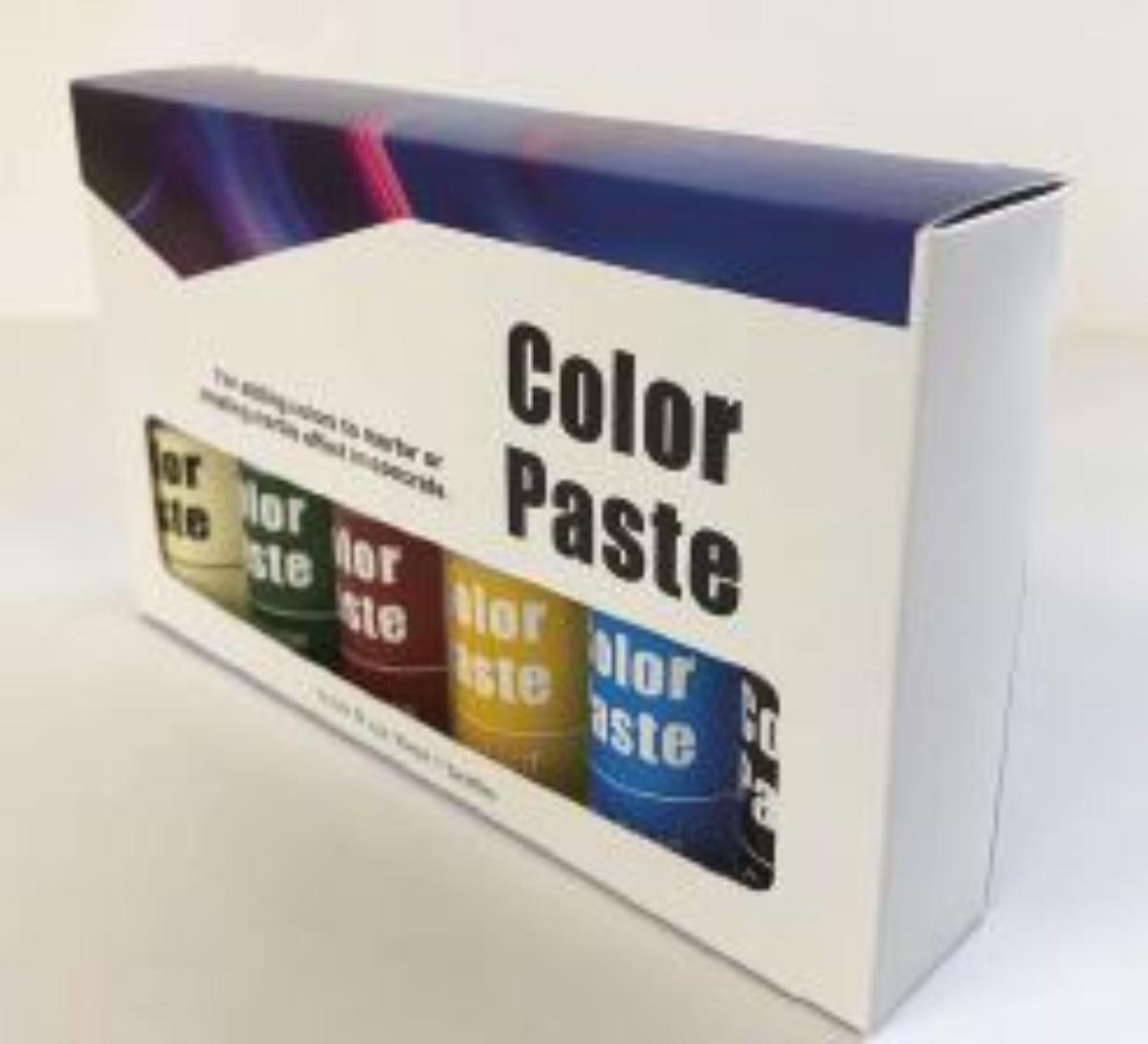Angaben:
Farbpaste; 6 verschiedene Farben; zum Färben von DIY Produkten (z.B. Betonmasse).

Befund:
Färbemittel, in Formen oder Packungen für den Einzelverkauf.