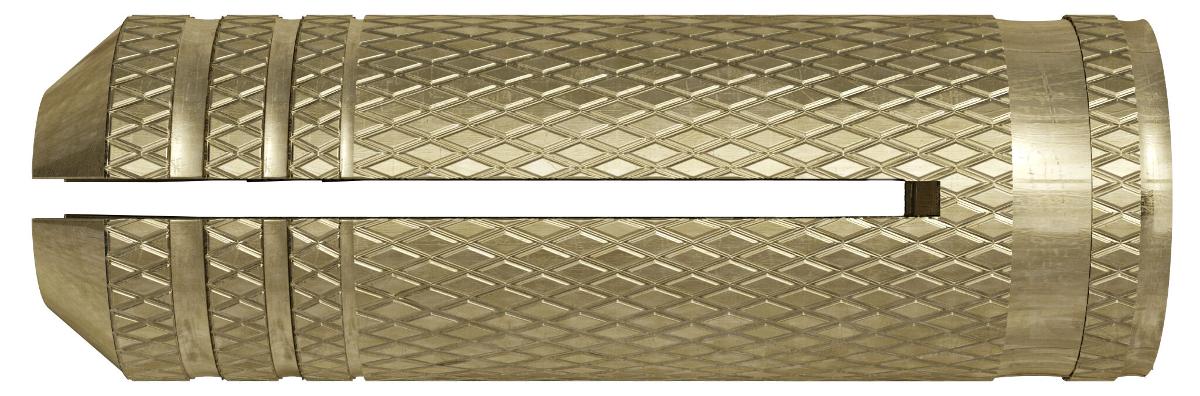 Es handelt sich um sog. Spreizdübel aus einer Kupfer-Zink-Legierung mit gewichtsmäßig vorherrschendem Kupfergehalt (Messing). Die hohlzylindrischen Erzeugnisse sind an einem Ende mit einem etwa 8 mm langen metrischen Innengewinde (M6) versehen, weisen am anderen Ende über eine Länge von etwa 14 mm insgesamt vier Spreizschlitze auf und sind auf der Außenseite mit einer Riffelung in Form eines Rautenmusters ausgestattet.
Die Erzeugnisse dienen in Verbindung mit passenden Schrauben (nicht Gegenstand dieser vZTA) z. B. der Befestigung von Aggregaten, Schaltschränken und Regalen.
Gesamtlänge: etwa 22 mm.
- Antragstellerangaben -

Abbildung siehe Anlage.

Derartige Erzeugnisse gehören als "andere, den Muttern ähnliche Waren aus Kupfer, mit Gewinde" zur Codenummer 7415 3900 00 0 des Zolltarifs.