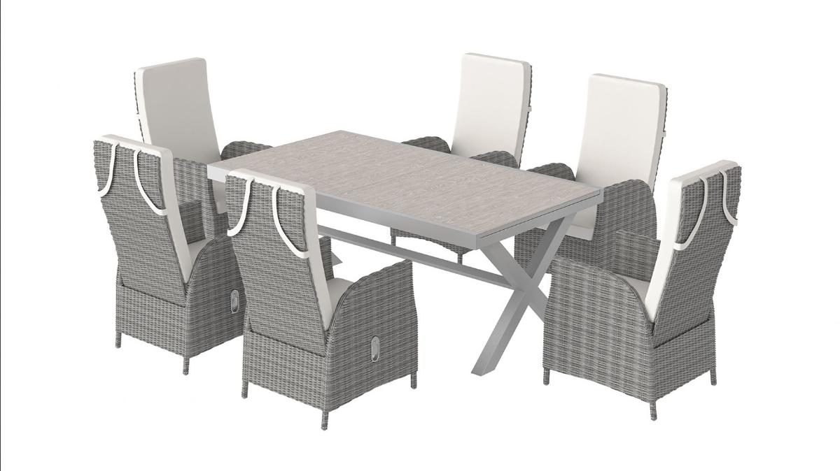 Bei dem sog. "MERANO L Tisch, Art. 192L" handelt es sich um einen 240/180 x 100 x 75 cm (L x B x H) großen Tisch. Dieser ist ausziehbar und bestehend aus einem Aluminiumgestell und einer aufgelegten Tischplatte aus Milchglas.

Bei dem aus zwei unterschiedlichen Stoffen bestehenden Möbel wird der stoffliche Charakter der Ware weder vom Metallgestell (Bedeutung für die Verwendung als Stabilität verleihendes Element) noch von der Glasplatte (Stoff mit dem höchsten Wert) bestimmt. Das Erzeugnis ist in die zuletzt genannte, der gleichermaßen in Betracht kommenden Unterpositionen einzureihen. Die noch nicht zusammengesetzte Ware dient der Einrichtung von Wohnungen und ist dazu bestimmt, auf den Boden gestellt zu werden. Hinweise auf Handarbeit liegen nicht vor.

Die verpackte Ware wird als "anderes als von den Positionen 9401 bis 9402, sowie den Unterpositionen (HS) 9403 10 bis 9403 83 erfasstes Möbel, aus Glas, nicht handgearbeitet" eingereiht.