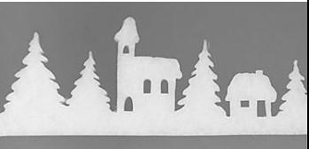 Posamentierware, sog. Weihnachtliche Fensterdeko "Dorf", Foto siehe Anlage,
- in einem Polybeutel verpackt,
- in Form eines stilisierten Dorfs aus nebeneinander angeordneten Tannenbäumen, Häusern und
  Kirchen ausgestanzt (somit konfektioniert), in den max. Abmessungen (L x H) von laut Antrag
  180 cm x 20 cm,
- aus laut Untersuchungsergebnis ca. 15 mm dicken, genadelten und mit Bindemittel bzw. Binde-
  fasern verfestigten Vliesstoffen aus synthetischen Chemiefasern (somit nicht aus Watte),
- laut Antrag zu Dekorationszwecken, soll auf die entsprechende Fensterbreite zugeschnitten und
  mit selbstklebenden Klettpunkten (nicht Gegenstand der vZTA) fixiert werden, 
- ohne eindeutigen Bezug zum Weihnachtsfest, somit keine Ware der Position 9505.

"Posamentierware, als Meterware, ohne Stickerei, andere als solche aus Gewirken oder Gestricken"