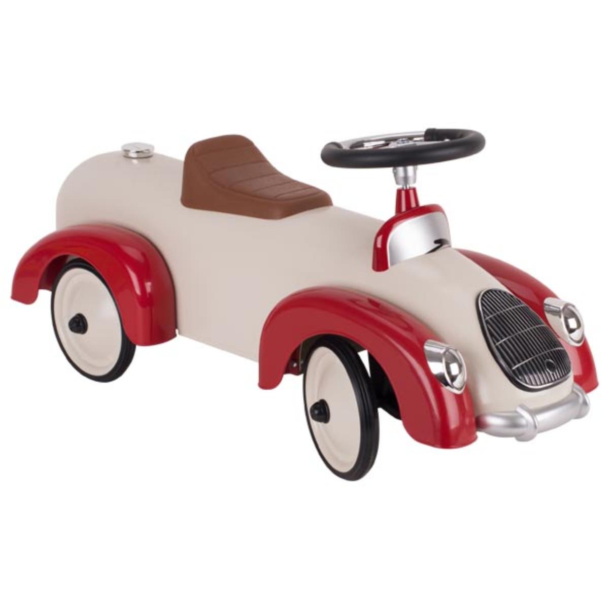 Bei dem durch Abbildungen veranschaulichten und als "Rutscherfahrzeug beige-rot, Artikel 14170" bezeichneten Erzeugnis handelt es sich um ein Spielfahrzeug,
- einen stilisierten Oldtimer darstellend,
- aus unedlem Metall und Kunststoff gefertigt (lt. Antragsangaben),
- in den Abmessungen von ca. 75 x 24,5 x 34,5 cm,
- mit einer annähernd zylinderförmigen, beige-rot lackierten Chassis,
- mit einem Sitz, vier Rädern und einem Lenkrad, mit dem sich die Räder der Vorderachse bewegen lassen,
- das Fahrzeug wird durch Abstoßen mit den Füßen fortbewegt,
- dient der spielerischen Unterhaltung von Kindern,
- mit einer Aufbauanleitung,
- noch nicht zusammengesetzt in einem Pappkarton verpackt.

Derartige Erzeugnisse werden zolltarifrechtlich als "Spielfahrzeug" eingereiht.