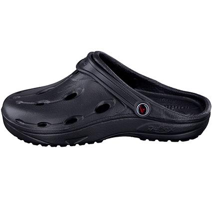 Clogs, in Erwachenengröße, Foto siehe Anlage
- mit Laufsohlen aus (laut Antrag) Kautschuk/Kunststoff,
- mit Oberteil (nicht geschlossenes Blatt) aus Kunststoff,
- mit umklappbarer Fersenspange,
- nicht den Knöchel bedeckend,
- ohne Metallschutz in der Vorderkappe,
- mit einer größten Höhe des Absatzes und der Sohle von ca. 2,3 cm.

"Schuhe, andere als in der Position 6401 genannte, mit Laufsohlen aus Kautschuk/Kunststoff
 und Oberteil aus Kunststoff, andere als in den Unterpositionen 6402 1210 bis 6402 9910 genannte,
 deren Blatt nicht geschlossen ist, andere als in der Unterposition 6402 9931 genannte"