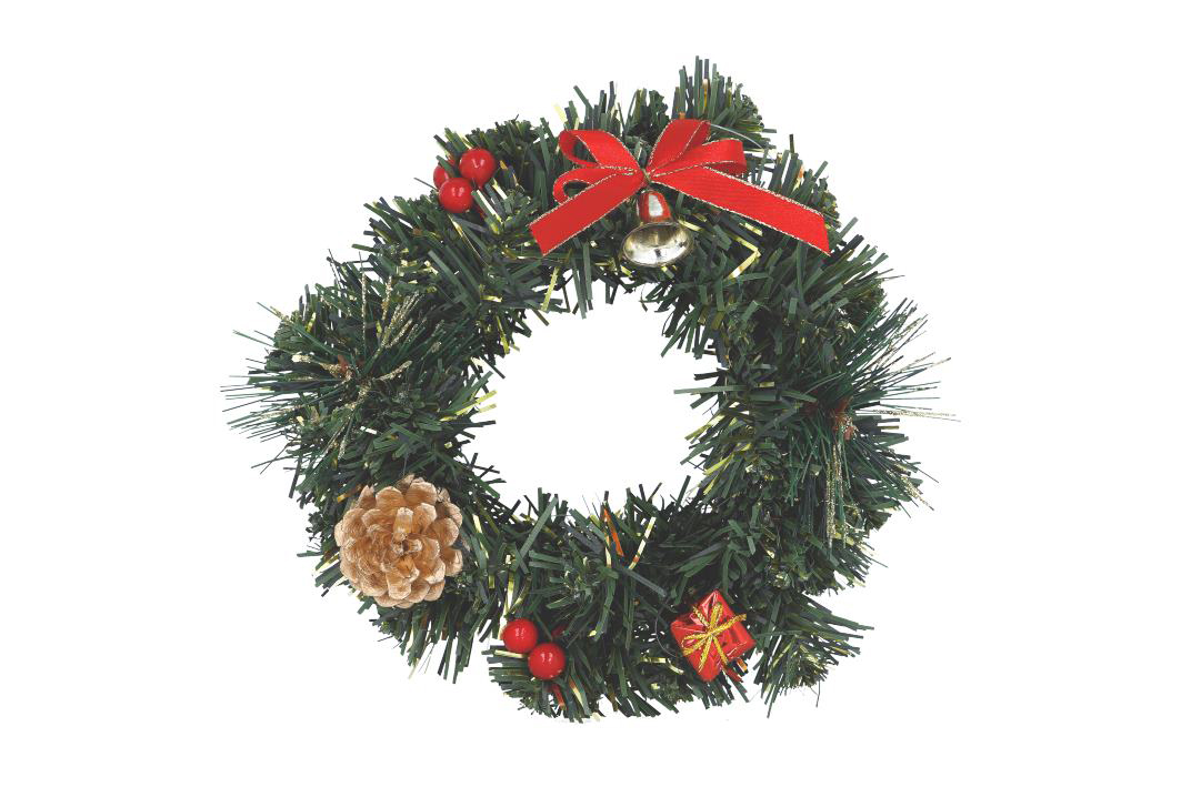 Ware aus künstlichem Blattwerk und künstlichen Früchten, sog. Deko Weihnachtskranz,
Foto siehe Anlage,
- in Form einer zusammengesetzten Ware, bestehend aus:  
- - einer ringförmigen Unterlage aus verdrehtem Draht aus unedlem Metall,
- - Nachbildungen von Tannenzweigen (künstliches Blattwerk):
- - - mit Nadeln aus (charakterbestimmenden) Kunststoffen (verschieden breite, hell- und
      dunkelgrüne sowie goldfarbene Kunststoffstreifen, die beidseitig eingeschnitten sind),
      die in zwei ineinander gedrehte Drähte eingearbeitet sind (Blumenbindetechnik),
- - Nachbildungen von Kiefernzweigen (künstliches Blattwerk):
- - - mit Nadeln aus (charakterbestimmenden) Spinnstoffen (grüne Monofile aus synthe-
      tischer Spinnmasse mit einem Durchmesser von weniger als 1 mm) und kurzen, braunen,
      eingeschnittenen Kunststoffstreifen, die durch zwei ineinander gedrehte Drähte einge-
      arbeitet sind (Blumenbindetechnik); mit goldfarbenen Partikeln verziert,
- - Nachbildung von roten Beeren (künstliche Früchte):
- - - aus mit Farbe ummanteltem (charakterbestimmenden) Kunststoff (Styropor); aufgesteckt
      auf Stielen aus unedlem Metall (Blumenbindetechnik), 
- - einem echten, goldfarben bemalten Nadelbaum-Zapfen (Pflanzenteil),
- - einer kleinen Nachbildung eines verpackten Geschenks:
- - - aus einem Styropor-Quader; verpackt in roter Kunststofffolie und einer goldfarbenen
      Spinnstoff-Schleife, 
- - einer kleinen Nachbildung eines Glöckchens aus Kunststoff,
- mit den Abmessungen: ca. 18 cm (Durchmesser) x 4 cm (Höhe),
- keine Einreihung als Weihnachtsartikel in die Position 9505 aufgrund der neutralen Gestaltung
  und des fehlenden Bezugs zum Weihnachtsfest,
- im Hinblick auf die Zierwirkung sind alle die Unterlage verzierenden Bestandteile annähernd
  gleichbedeutend, im Hinblick auf den Umfang bestimmen das künstliche Blattwerk und die
  künstlichen Früchte den wesentlichen Charakter der zusammengesetzten Ware,
- innerhalb der Position 6702 sind insbesondere nach dem Umfang das künstliche Blattwerk und
  die künstlichen Früchte aus Kunststoff vorherrschend und damit charakterbestimmend.

"Ware aus künstlichem Blattwerk und künstlichen Früchten, aus Kunststoff"