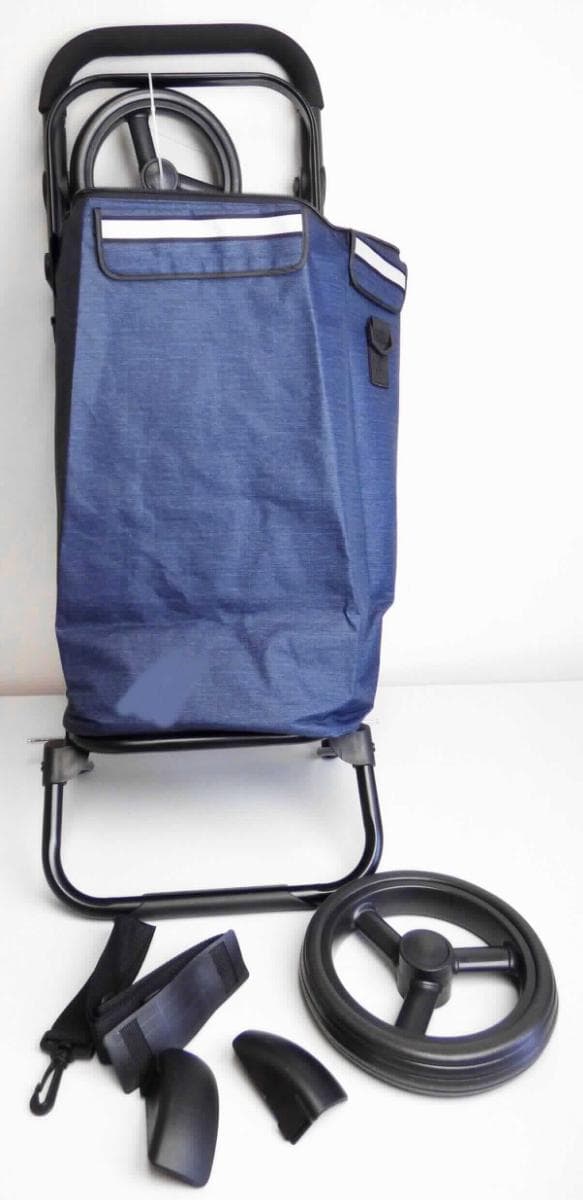 Shopping Trolley, sog. Einkaufstrolley, Foto siehe Anlage,
- in Form einer aus verschiedenen Bestandteilen zusammengesetzten Ware bestehend aus:
- einem nicht selbstfahrenden, sackkarrenartigen Beförderungsmittel:
-- mit einer maximalen Höhe von ca. 98 cm, einer Breite von ca. 44,5 cm und einer Tiefe von ca. 36 cm,
-- mit einem rohrartigen Fahrgestell aus (lt. Antrag) Aluminium,
-- mit einer Laufachse (Durchmesser: ca. 8 mm) aus Stahl,
-- seitlich mit zwei, jeweils mit Schutzkappen versehenen, kugelgelagerten Rädern aus Kunststoff,
-- mit einer Auflagefläche von ca. 37 cm x ca. 22 cm,
-- am oberen Ende mit einem, mittels Klappmechanismus höhenverstellbaren, gummierten Schiebe-/
   bzw. Ziehgriff,
-- am unteren Ende mit einer abklappbaren, bügelartigen Stütze (ermöglicht im ruhenden Zustand ein 
   aufrechtes Stehen des Fahrzeugs),
-- im oberen Bereich, zur Befestigung einer abnehmbaren Tasche mit einem abklappbaren, u-förmigen, 
   Bügel ausgerüstet,
-- rückseitig, zur Befestigung an einem Einkaufswagen, mit zwei Kunststoffhaken ausgestattet,
- einer annähernd rechteckigen, abnehmbaren Tasche:
-- aus Spinnstoffgeweben,
-- mit einer Höhe von ca. 53 cm, einer Breite von ca. 31 cm und einer Tiefe von ca. 24 cm,
-- mit einem Fassungsvermögen von 45 Litern,
-- oben mit einem umlaufenden Reißverschluss verschließbar,
-- außen mit fünf teilweise reflektierenden Klettverschlüssen versehen (dienen der Befestigung am 
   Fahrzeug),
-- seitlich mit zwei aufgesetzten Kunststoffösen zur Befestigung des beiliegenden Tragegurtes,
-- innen mit einer durch zwei Karabinerhaken befestigten sog. Kühltasche (Länge: ca. 32 cm, 
   Breite: ca. 27 cm und Höhe: ca. 8 cm) aus aluminiumbeschichteten Spinnstoffgeweben ausgestattet,
- mit einer Traglast von 25 kg,
- nicht selbstfahrendes, sackkarrenartiges Beförderungsmittel und Tasche sind gemeinsam für den
  Transport von Waren konstruiert, können jedoch auch für sich alleine verwendet werden; ein 
  charakterbestimmender Bestandteil ist nicht ermittelbar; die Ware ist der von den gleichermaßen
  in Betracht kommenden Positionen (4202 und 8716) der in der Nomenklatur zuletzt genannten 
  zuzuweisen.

"Nicht selbstfahrendes Fahrzeug (Einkaufstrolley)"