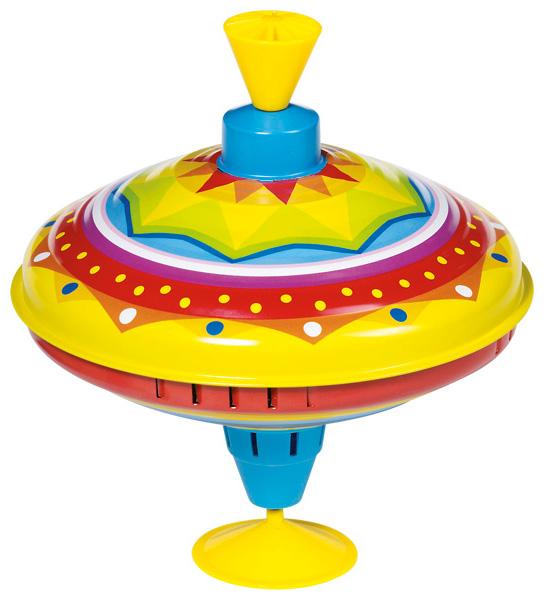 Nach den Angaben der Antragstellerin sowie der vorliegenden Abbildung handelt sich um ein Spielzeug in Form eines Brummkreisels (Art: 53050)
- im Wesentlichen bestehend aus unedlen Metallen (charakterbestimmend),
- mit einem Durchmesser von etwa 19 cm,
- mit einer zentralen, gedrehten Achse aus unedlen Metallen, einem Knauf und einem Fuß 
  aus Kunststoffen, 
- farbig, auf der Oberseite umlaufend mit einem Muster gestaltet,
- durch Auf- bzw. Abwärtsbewegung der Achse wird der Kreisel in eine Rotationsbewegung
  versetzt und gibt dann ein surrendes Geräusch ab,
- dient der spielerischen Unterhaltung von Kindern,
- in einem farbig bedruckten Pappkarton aufgemacht.

Derartige Erzeugnisse werden zolltarifrechtlich als "anderes als von den Unterpositionen (KN)
9503 0010 bis 9503 0095 erfasstes Spielzeug, nicht aus Holz handgearbeitet" eingereiht.