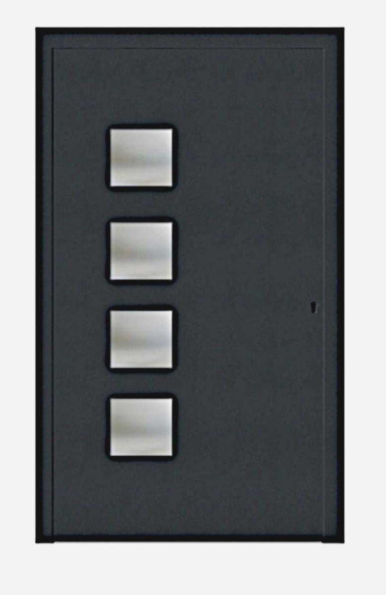 Es handelt sich um eine aus verschiedenen Stoffen zusammengesetzte Tür, bestehend aus - Kunststoffeckprofilen, einer Trägerplatte aus Kunststoff - Polyvinylchlorid (PVC) - beiderseitigen Abdeckungen aus Aluminium und 4 Glaselementen. 

Maße und Beschaffenheiten:
Größe: 1100 x 2100 cm
Linksanschlagend
Rahmen: 71 mm aus PVC-Profilen mit Aluminium "Verriegelungssystem"
Sandwich Panel: Antrazit Aluminiumblech - EPS - 8 mm MDF - PVC, Gesamtstärke 50 mm
4 Glaselemente
Mit Innenverstärkung aus unedlem Metall (Stahl)

Antragstellerangeben
Abbildung siehe Anlage

Aluminium ist gegenüber Kunststoff insbesondere im Hinblick auf die Bedeutung in Bezug auf die Verwendung das der Ware charakterverleihende Material.

Derartige Erzeugnisse gehören als "Konstruktionen (Türen) aus Aluminium" zur Codenummer 7610 1000 00 0 des Zolltarifs.