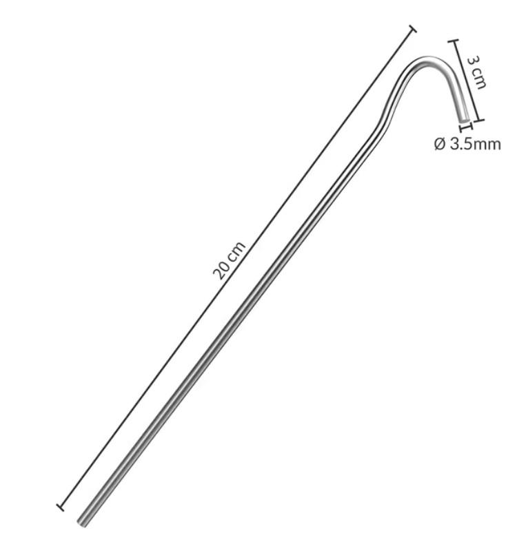 Es handelt sich um 20 cm lange Erzeugnisse aus Stahldraht (Querschnittsabmessung: 3﻿,﻿5 mm), die an einem Ende hakenförmig umgebogen und an dem anderen Ende stumpf ausgearbeitet sind. Die Waren werden in den Boden eingebracht und dienen der Befestigung von Zeltplanen, Folien, Pavillons und dergleichen.
Die Erzeugnisse sind zu 50 Stück in einer gemeinsamen Umschließung verpackt.
- Antragstellerangaben -

Abbildung siehe Anlage.

Derartige Erzeugnisse gehören als "andere, den Nägeln ähnliche Waren aus Stahl, aus Draht hergestellt" zum TARIC-Code 7317 0060 00.