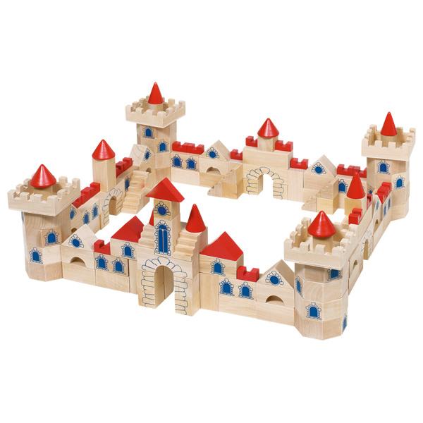 Nach den Angaben der Antragstellerin sowie der  vorliegenden Abbildung handelt es sich bei dem sog. "Schlossbaukasten 145 Teile, Art. 58984" um ein Baukastenspielzeug. Dieses besteht aus 145 unterschiedlich geformten (z.B. Würfel, Quader, Dreiecke, Kegel, Bögen) und zum Teil mit Türen und Fenstern bemalten bzw. farbig lackierten Bauklötzen aus Holz. Das Baukastenspielzeug dient der spielerischen Unterhaltung von Kindern und ist in einer etwa 42,5 x 26,2 x 7,1 cm großen Holzschachtel mit Einschubdeckel in einem farbigen Pappkarton verpackt. Es liegen keine Hinweise auf eine Fertigung in Handarbeit vor.

Derartige Erzeugnisse werden zolltarifrechtlich als "Baukastenspielzeug aus anderen Stoffen als Kunststoff, nicht handgearbeitet aus Holz" eingereiht.