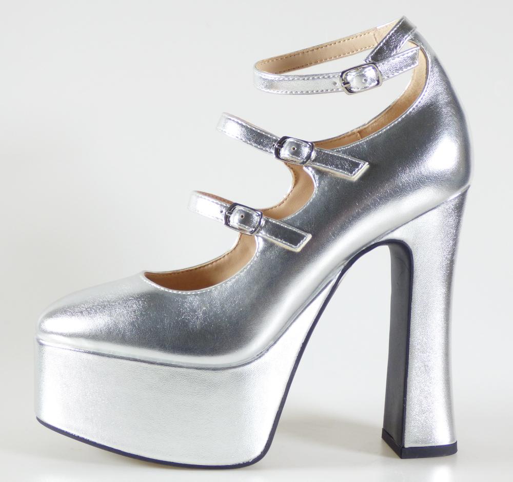 HIgh Heels, sog. Straßenschuhe DM-W-GE-S24_149_B04A/Plateau Pumps/Catwalk, Größe 37, Foto
siehe Anlage
- mit Laufsohlen aus laut Antrag Kunststoff,
- mit Oberteil aus Kunststoff (Spinnstoff mit einer mit bloßem Auge wahrnehmbaren Außenschicht aus
  Kunststoff),
- im Bereich der Ferse höher gearbeitet (hohe Hinterkappe), mit einem daran befestigten Riemen aus
  Kunststoff, seitlich mit Schnallenverschluss,
- über dem Spann mit zwei weiteren Riemen aus Kunststoff mit Schnallenverschluss ausgestattet,
- den Knöchel bedeckend,
- mit einem bis zu ca. 13,5 cm hohen Plateauabsatz.

"Schuhe, andere als in der Position 6401 genannte, mit Laufsohlen und Oberteil aus Kunststoff,
 andere als in den Unterpositionen (KN) 6402 1210 bis 6402 2000 genannte, den Knöchel bedeckend,
 andere als in der Unterposition (KN) 6402 9110 genannte"