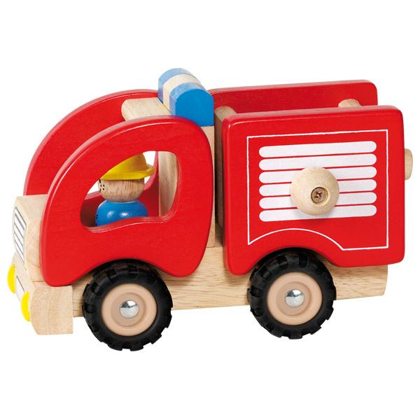 Spielzeug, sog. "Art: 55927 - Feuerwehr" in Form eines stilisierten Feuerwehrautos,
- überwiegend aus Holz hergestellt, mit beweglichen Achsen aus unedlem Metall und Rädern aus
  Kunststoff und Kautschuk,
- in den Abmessungen von ca. 18 cm (L) x 10 cm (B) x 12 cm (H),
- mit einer Figur aus Holz als Fahrer, fest mit dem Fahrzeug verbunden, mit aufgemaltem Gesicht,
  aufgemalter blauer Kleidung und gelbem Helm,
- mit einem stilisierten Blaulicht auf der Oberseite,
- auf den Seiten mit einer Leiter und einem Rollschrank sowie auf der Vorderseite mit einem
  Kühlergrill und einem Kennzeichenfeld bedruckt,
- im hinteren Teil mit einem waagerecht eingesetzten Holzstab, über einen Holzknauf auf der
  Außenseite drehbar, mit einem aufgerollten Faden aus Spinnstoff (lt. Anmeldung Baumwolle) an
  dessen Ende - außerhalb des Fahrzeugs - ein Holzknopf angebracht ist (stilisierter Löschschlauch),
- ohne Hinweise auf eine Fertigung in Handarbeit,
- dient der spielerischen Unterhaltung von Kindern und Erwachsenen,
- in einem bunt bedruckten Karton für den Einzelverkauf aufgemacht.

Die Ware wird als "anderes Spielzeug als von den Unterpositionen (KN) 9503 0010 bis
9503 0087 erfasst, nicht aus Kunststoff, nicht handgearbeitet aus Holz" eingereiht.
