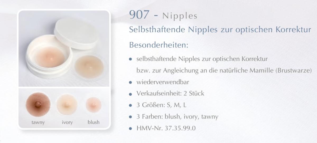 Silikonbrustwarzen, sog. Nipples, in drei Größen (S, M, L) und drei Farben (blush, ivory, tawny) erhältlich, im Wesentlichen bestehend aus zwei runden, hautfarbenen, selbstklebenden, weichen, konvex geformten, wiederverwendbaren Erzeugnissen mit mittiger Erhöhung.
Äußere Form: siehe Abbildung in der Anlage.
Die Silikonbrustwarzen haben annähernd die Form der natürlichen weiblichen Mamille (Brustwarze). Sie werden am Körper als Ersatz für die weibliche Mamille getragen und dienen zur optischen Korrektur bzw. zur Angleichung an die natürliche Mamille. Sie werden auf Brustprothesen (nicht Gegenstand dieser vZTA-Entscheidung) nach Mastektomie oder die natürliche Brust aufgebracht.
Die beiden sog. Nipples sind in einer runden Kunststoffdose mit Schraubdeckel untergebracht.

Die Ware wird als "künstliches Körperteil für Menschen, nicht von den Unterpositionen (KN) 9021 2110 bis 9021 3910 erfasst" eingereiht.