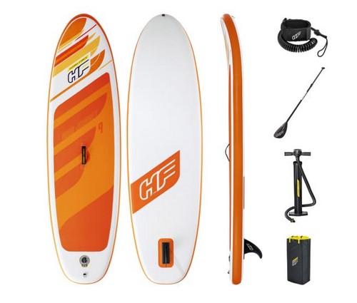 Bei der durch Angaben und Abbildungen der Antragstellerin dargestellten Ware ("Stand Up Paddle Board HYDRO-FORCE iSUP Aqua Journey 274cm") handelt es sich um eine Warenzusammenstellung, bestehend aus
- einem aufblasbaren Stand Up Paddle Board,
-- mit den Abmessungen von ca. 274 x 76 x 12 cm,
-- an der Unterseite mit drei Finnen ausgestattet,
- einem Doppelpaddel aus Aluminium mit einer Länge von ca. 217 cm,
- einer Fußmanschette mit angebrachter Leine zum Befestigen des Boards am Fuß,
- einer Doppelhubkolbenpumpe mit Druckanzeige,
- einem Reparaturset,
- einer Tragetasche in Form eines Rucksacks zum Transport und zur Aufbewahrung (im unaufgeblasenen
   Zustand),
- dient als Wassersportgerät auf Seen oder dem Meer,
- gemeinsam in einem Karton für den Einzelverkauf aufgemacht.

Im Hinblick auf den Umfang und die Bedeutung in Bezug auf die Verwendung bestimmt das Stand Up Paddle Board den Charakter der Warenzusammenstellung.

Derartige Erzeugnisse werden zolltarifrechtlich als "Ausrüstungsgegenstand für den Wassersport, kein Windsurfer" eingereiht.