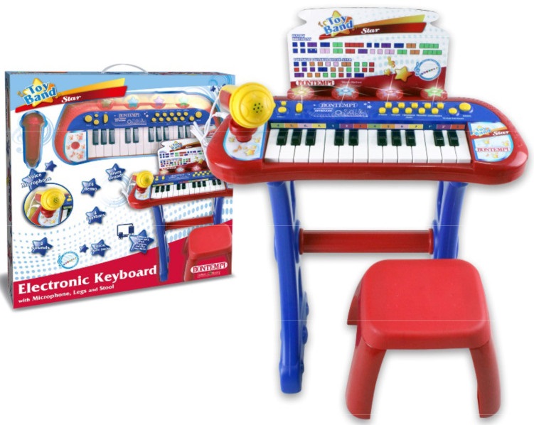 Bei der durch ein Warenmuster veranschaulichten und als "elektronisches Kinder Spielzeug, Keyboard" bezeichneten Ware handelt es sich um eine Warenzusammenstellung, bestehend aus
- einem Musikspielzeuginstrument,
-- die Nachbildung eines Keyboards darstellend,
-- aus Kunststoffen gefertigt; in den Abmessungen von etwa 17 x 40 x 60 cm,
-- mit 14 weißen und zehn schwarzen Tasten,
-- mit eingebauten Lautsprechern, 
-- mit zwei Anschlüssen zum Anschließen von z.B. einem Mikrofon oder einer 
   externen Audioquelle,
-- mit mehreren Bedienknöpfen zum Ausschalten, zum Einstellen der Lautstärke
   und zum Einstelllen diverser Effekte (Abspielen von Demosongs, Rhythmen und
   Schlagzeug-Klängen),
-- dient der spielerischen Unterhaltung von Kindern,
- einem noch nicht zusammengesetzten Ständer aus Kunststoff für das Keyboard,
- einem noch nicht zusammengesetzten Hocker aus Kunststoff,
- einem Mikrofon mit Kabel mit Klinkenstecker, 
- einer Haltevorrichtung aus Kunststoffen für das Mikrofon,
- einem Audiokabel mit Klinkenstecker an beiden Enden,
- einer Pappkarte, die mit zwei Liedern zum Üben bedruckt ist.
Die Waren sind gemeinsam mit einer mehrsprachigen Gebrauchsanweisung in einem bedruckten Pappkarton für den Einzelverkauf aufgemacht.

Im Hinblick auf den Umfang und die Bedeutung für die Verwendung verleiht das Musikspielzeuginstrument der Warenzusammenstellung ihren wesentlichen Charakter.

Eine Einreihung des Keyboards als Musikinstrument des Kap. 92 kommt aufgrund der einfachen Machart, sowohl in der Materialbeschaffenheit als auch in der Klang- und Tonqualität nicht in Betracht. Das Keyboard besitzt lediglich eine 24-Tasten-Klaviatur. Ein Musizieren ist somit nicht möglich, da die Ware keine zwei vollständigen, hintereinander liegenden Oktaven aufweist. Es beginnt mit einer halben Oktave, gefolgt von einer vollständigen Oktave. Daran schließt sich wieder eine halbe Oktave an. Somit kann das „Elektronische Keyboard“ nicht beidhändig gespielt werden.

Derartige Erzeugnisse werden zolltarifrechtlich als "Musikspielzeuginstrument, nicht aus Holz handgearbeitet" eingereiht.