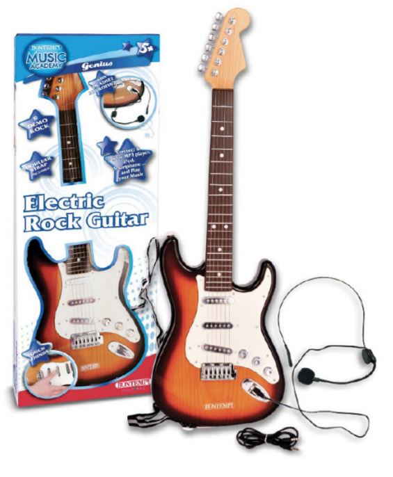 Bei der durch ein Warenmuster veranschaulichten und als "Kinder Spielzeug E-Gitarre" bezeichneten Ware handelt es sich um eine Warenzusammenstellung, bestehend aus
- einem Musikspielzeuginstrument,
-- die Nachbildung einer Gitarre darstellend,
-- mit einem Korpus aus Kunststoff (ca. 66 cm groß),
-- auf der Rückseite mit einem Lautsprecher und einem Batteriefach,
-- mit einem Ausschalter sowie vier Drehknöpfen zum Regulieren und
   Abspielen von Demosongs, Rhythmen sowie Soundeffekten und Verbinden
   einer externen Audioquelle mit Bluetooth,
-- mit einem Anschluss zum Anschließen von z.B. einem Mikrofon,
-- dient der spielerischen Unterhaltung von Personen,
- einem längenverstellbaren sog. Gitarrengurt aus Spinnstoff,
- einem Audiokabel mit Klinkenstecker an beiden Enden,
- einem Headset-Mikrofon mit einem dünnen Kopfbügel sowie einem Kabel
  mit Stecker zum Anschluss an die Gitarre.

Die Waren sind gemeinsam mit einer mehrsprachigen Gebrauchsanweisung in einem bedruckten Pappkarton für den Einzelverkauf aufgemacht.

Im Hinblick auf den Umfang und die Bedeutung für die Verwendung verleiht das Musikspielzeuginstrument der Warenzusammenstellung ihren wesentlichen Charakter.

Eine Einreihung der Gitarre als Musikinstrument des Kap. 92 kommt aufgrund der einfachen Aufmachung, sowohl in der Materialbeschaffenheit als auch in der Klang- und Tonqualität nicht in Betracht. Die Nachbildung besitzt nicht die für Musikinstrumente notwendige Funktionen, wie z.B. drehbare Wirbel. Außerdem können die Saiten weder gestimmt noch ausgewechselt werden. Die erzeugten Töne sind zudem von schlechter Qualität und lassen ein (melodisches) Musizieren nicht zu.

Derartige Erzeugnisse werden zolltarifrechtlich als "Musikspielzeuginstrument, nicht aus Holz handgearbeitet" eingereiht.