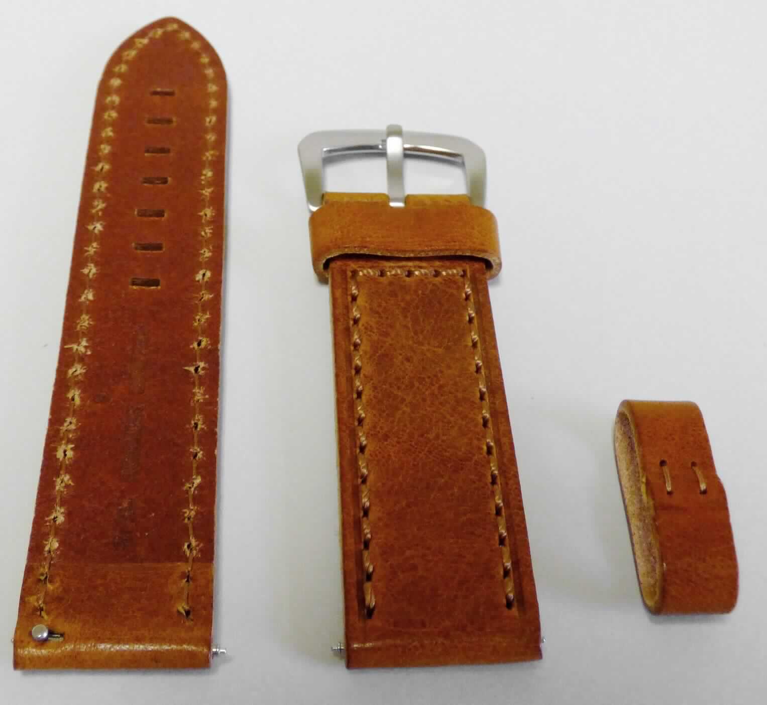 Es handelt sich um eine zusammengesetzte Ware, bestehend aus einem in der Größe verstellbaren Uhrarmband  aus Leder, mit zwei Lederschlaufen, einer Dornschließe aus unedlem Metall sowie den Federstegen zur Befestigung an einer Uhr. 

Charakterbestimmend im Hinblick auf die Bedeutung für die Verwendung ist das ca. 21 mm breite braune Armband.

Hinweise auf Handarbeit liegen nicht vor.

Die Ware ist als "anderes Uhrarmband, aus Leder, nicht handgearbeitet" einzureihen.