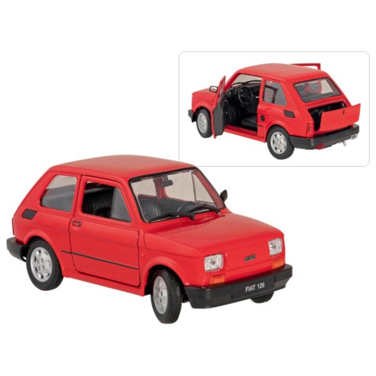 Bei dem vorliegenden und als "Fiat 126, Artikel 12299" bezeichneten Erzeugnis handelt es sich um ein Spielzeugauto,
- im Spritzgussverfahren (lt. Angaben) hergestelltes Modell eines Fiat 126,
- im Maßstab von 1:24,
- in den Abmessungen von ca. 14,5 x 6,5 x 6 cm (L x H x B),
- mit einer rot lackierten Karosserie aus Metall,
- mit Unterboden und Innenraum aus Kunststoff,
- mit beweglichen Rädern aus Kunststoff oder Kautschuk,
- mit sich öffnenden Türen und aufklappbarer Heckklappe,
- ohne Motorantrieb,
- dient der spielerischen Unterhaltung von Kindern,
- in einer farbig bedruckten Pappbox mit Sichtfenster verpackt.

Im Hinblick auf das äußere Erscheinungsbild sowie den Umfang bestimmt das Metall den Charakter der aus verschiedenen Stoffen zusammengesetzten Ware.

Derartige Erzeugnisse werden zolltarifrechtlich als "anderes als zuvor von der Position 9503 erfasstes Modell, im Gussverfahren hergestelltes Miniaturmodell aus Metall" eingereiht.