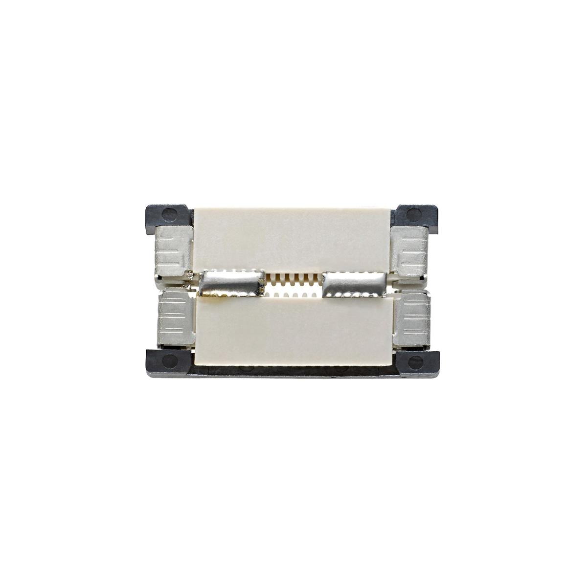 Verbinder ohne Kabel für 12mm Streifen, RGBW, 9727201,
- aus einem flachen quaderförmigen Metall/- Kunststoffkörper, mit beidseitig
  mechanischen Klemmvorrichtungen mit innenliegenden Metallkontakten,
- für eine Spannung von weniger als 1000 V,
- passend für LED-Streifen (nicht Gegenstand der vZTA-Entscheidung),
- zum Herstellen einer elektrischen Verbindung zwischen zwei gegenüberliegenden
  LED-Streifen mittels Klemmkontakte.

Die Ware ist als "elektrisches Gerät zum Verbinden von elektrischen Stromkreisen,
für eine Spannung von 1000 V oder weniger, keine Steckvorrichtung, keine
vorgefertigte Schienenverteilung, kein Verbindungselement für Kabel oder
Drähte, keine Batterieklemme“ einzureihen.

Anlage: 1 Abbildung