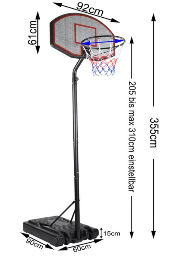 Bei der durch Antragsangaben und Abbildungen veranschaulichten Ware handelt es sich um einen noch nicht zusammengesetzten Basketballkorb,
- insgesamt 355 cm hoch,
- mit einem höhenverstellbaren Korb zwischen 205 und 305 cm,
- mit einer Stange und einem Ring (Ø 43 cm) aus Stahl, einem Netz aus Spinnstoff und einem 
  Zielbrett (92 x 61 x 3 cm) aus Kunststoff,
- mit einem annähernd quaderförmigen Standfuß (60 x 90 x 18﻿,﻿5 cm) mit Transportrollen aus 
  Kunststoff,
-- lässt sich mit bis zu 70 kg Sand oder Wasser befüllen,
- gemeinsam mit einer Aufbauanleitung sowie Montagematerial laut ergänzenden Angaben in 
  einem Pappkarton verpackt.

Derartige Erzeugnisse werden zolltarifrechtlich als "Ausrüstungsgegenstand für andere Sportarten, nicht von den Unterpositionen (KN) 9506 1110 bis 9506 9910 erfasst" eingereiht.