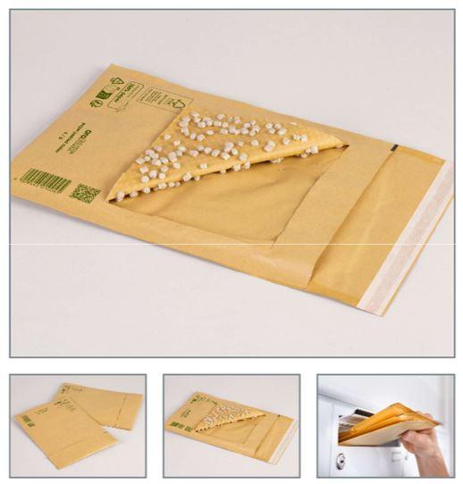 Es handelt sich um flache Luftpolsterversandtaschen, die auf beiden Seiten aus zweilagigem Papier mit einer dazwischenliegenden Füllschicht aus einer Vielzahl kleiner Kügelchen (Zusammensetzung der Kügelchen laut Angaben des Antragstellers: Papier und Stärke, Durchmesser: ca. 6 mm) bestehen. Die Luftpolsterversandtaschen sind in unterschiedlichen Abmessungen (Breite: 140 bis 340 mm; Höhe: 220 bis 475 mm) erhältlich. Die etwa 55 mm breite Verschlusslasche ist auf der nach innen weisenden Seite mit einem durch ein Schutzpapier abgedeckten Selbstklebestreifen versehen. Die Versandtaschen sind bedruckt und werden als Verpackung für den Transport verschiedener Waren verwendet. 

Abbildung siehe Anlage.

Derartige Waren gehören als "andere Säcke, Beutel, Tüten, ausgenommen Schallplattenhüllen, aus Papier" zur Unterposition 4819 40 00 der Kombinierten Nomenklatur.