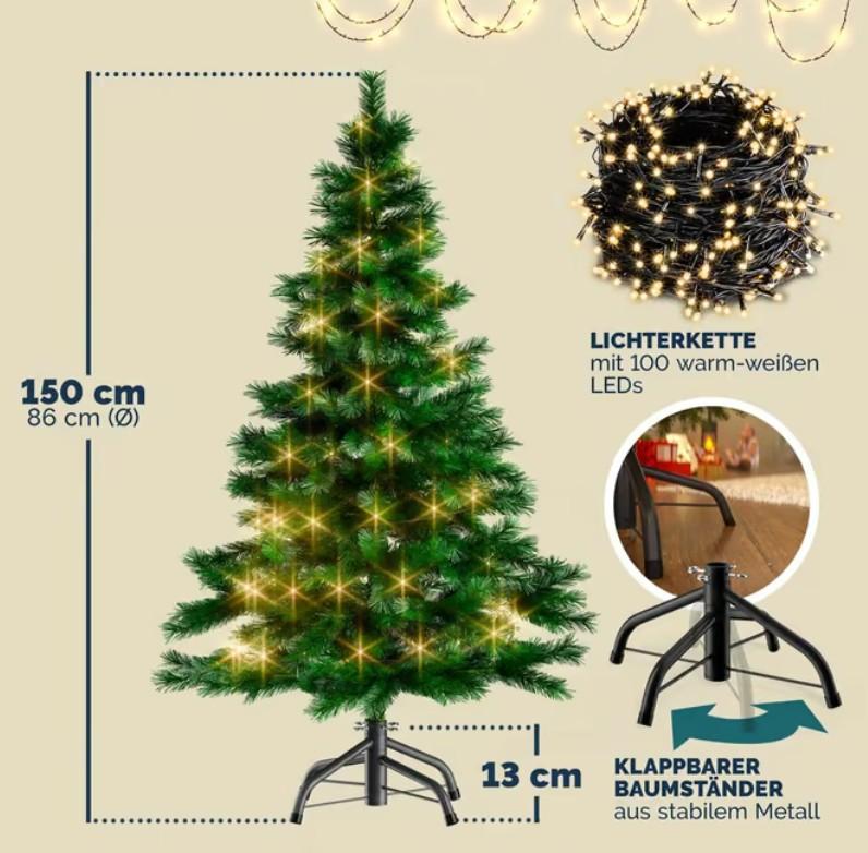 Nach den Angaben der Antragstellerin sowie der vorgelegten Abbildungen handelt es sich um einen künstlichen Tannenbaum. Das Erzeugnis besteht aus einem zentralen Stamm, an welchem eine Vielzahl von Zweigen mit stilisierten grünen Nadeln aus Kunststoffen angebracht sind. Der Tannenbaum ist zudem mit einer integrierten LED-Lichterkette mit 100 Brennstellen geschmückt und einem Ständer aus Metall ausgestattet.

Derartig gestaltete Erzeugnisse dienen als künstliche Weihnachtsbäume traditionell der Ausgestaltung der Weihnachts- bzw. Adventszeit.

Die Ware ist zerlegt verpackt.

Zolltarifrechtlich handelt es sich um einen "Weihnachtsfestartikel, nicht aus Glas".