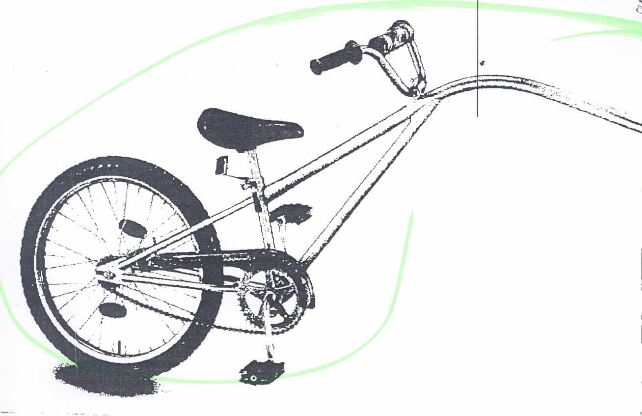 Erkennbares Zubehör für ein Fahrrad der Pos. 8712, sog. Tandem Trailer Art.-Nr. BM9620.

Das als Zweitrad oder auch als Nachläufer für Fahrräder bezeichnete Erzeugnis besteht im Wesentlichen aus einem gebogenen Metallrohr, an dessen einem Ende eine Anhängerkupplung und an dessen anderen Ende eine Konstruktion ähnlich einem halben Kinderfahrrad angebracht ist. An der Konstruktion sind ein höhenverstellbarer Sattel, ein unbeweglicher Lenker, ein Hinterrad und eine Tretkurbel mit Kettenverbindung zum Hinterrad 
montiert. Der Tandem Trailer wird an ein Fahrrad (nicht Gegenstand dieser Auskunft) angehängt, um ein ca. 5 bis 9 Jahre altes Kind mitzunehmen. Das Kind kann zwar unterstützend die Tretkurbel betätigen, ein selbstständiges Fortbewegen ist mit dem Tandem Trailer jedoch nicht möglich.

Bild der Ware im Internet unter http://europa.eu.int/comm/taxation_customs/dds/de/ebticau.htm
