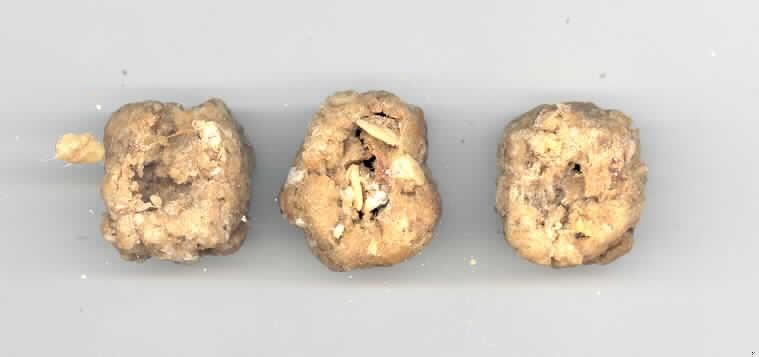 Hundekekse
Antragsangaben: Frikadellen. Die Rezeptur wurde vertraulich mitgeteilt. Stärke in der Ware: mehr als 30 GHT. Milcherzeugnisse: nicht enthalten.

Beschaffenheit der vorgelegten Warenprobe: braune, ca. 1 bis 2 cm große, unregelmäßig geformte, augenscheinlich mit Haferflocken durchzogene, harte Brocken, in einem 250-g-Originalfolienbeutel mit Etikett, einer Aufmachung für den Einzelverkauf entsprechend. Etikett-Text (Auszug): "Frikadellen. Moni's Hunde-Bäckerei. Ergänzungsfuttermittel für Hunde".

Aufgrund der Aufmachung als Hundefutter ist eine Verwendung zur menschlichen Ernährung grundsätzlich ausgeschlossen.

Zubereitung von der zur Fütterung verwendeten Art, Hunde- und Katzenfutter, in Aufmachung für den Einzelverkauf, mit einem Gehalt an Stärke von mehr als 30 GHT, keine Milcherzeugnisse enthaltend oder mit einem Gehalt an Milcherzeugnissen von weniger als 10 GHT.