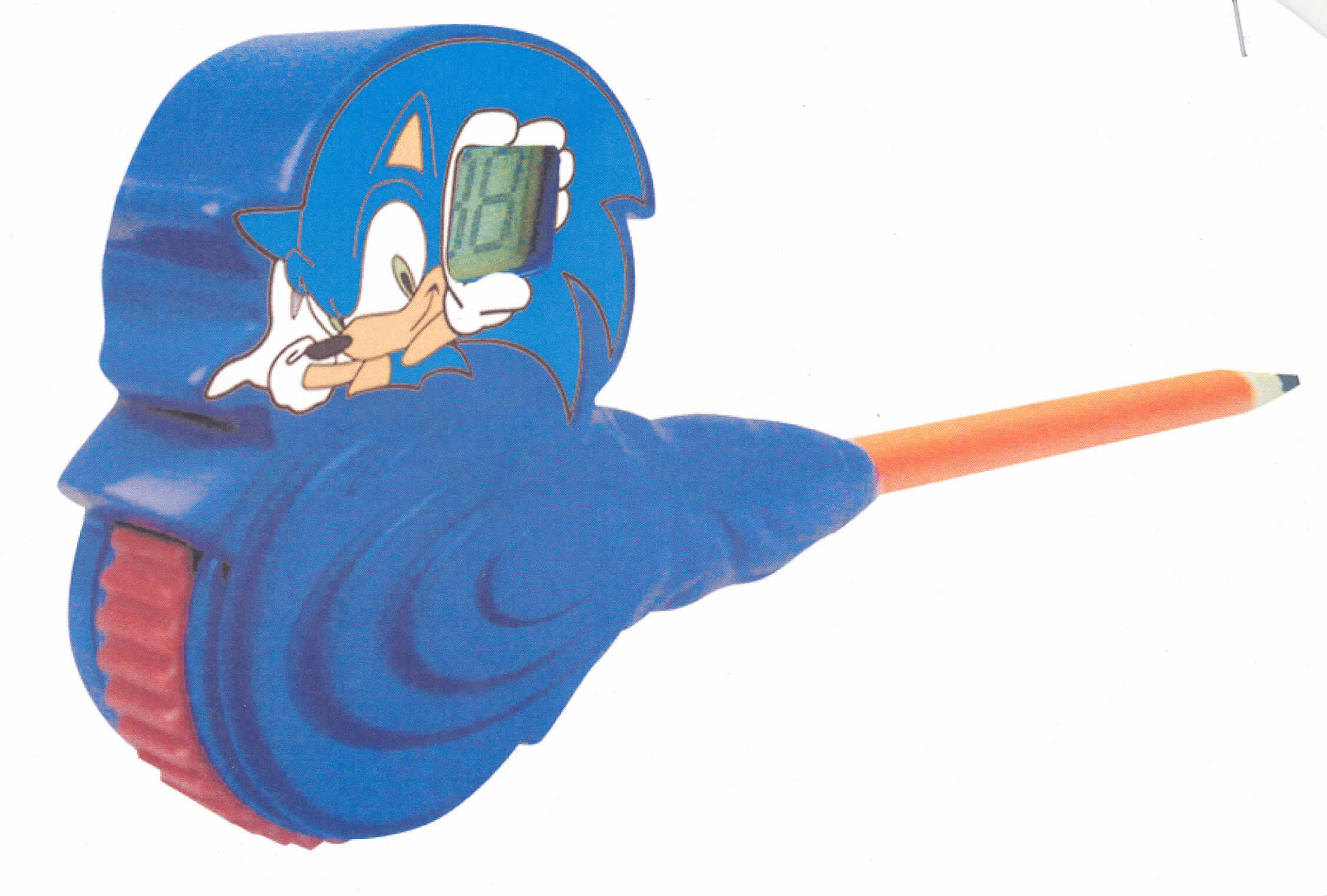 Längenmessinstrument für den Handgebrauch, kein Maßstab, Maßband oder Lineal mit Maßeinteilung, sog. "Mc Donald`s - Pucca / Sonic-X-2006" Count and Roll, in Form einer Warenzusammenstellung in Aufmachung für den Einzelverkauf, bestehend aus einer  Längenmessvorrichtung mit Antriebsrad, Display, Ein-/Ausschalter sowie Rückstelltaste (charakterbestimmend im Hinblick auf dei Verwendung) sowie einem 8 cm langen Bleistift, der sich in einer einfachen, offenen Kunststoffpackung befindet (äußere Form siehe Abbildung). Die Messvorrichtung wird manuell mit dem Antriebsrad über das zu vermessende Objekt gerollt. Die zurückgelegte Strecke wird auf dem Display angezeigt. Das Messergebnis kann mit dem Bleistift, der in eine spezielle Aufnahmeöffnung am Ende der Messvorrichtung eingesteckt wird, notiert werden. Die Bestandteile der Warenzusammenstellung sind gemeinsam in einer bedruckten Kunststofftüte verpackt.